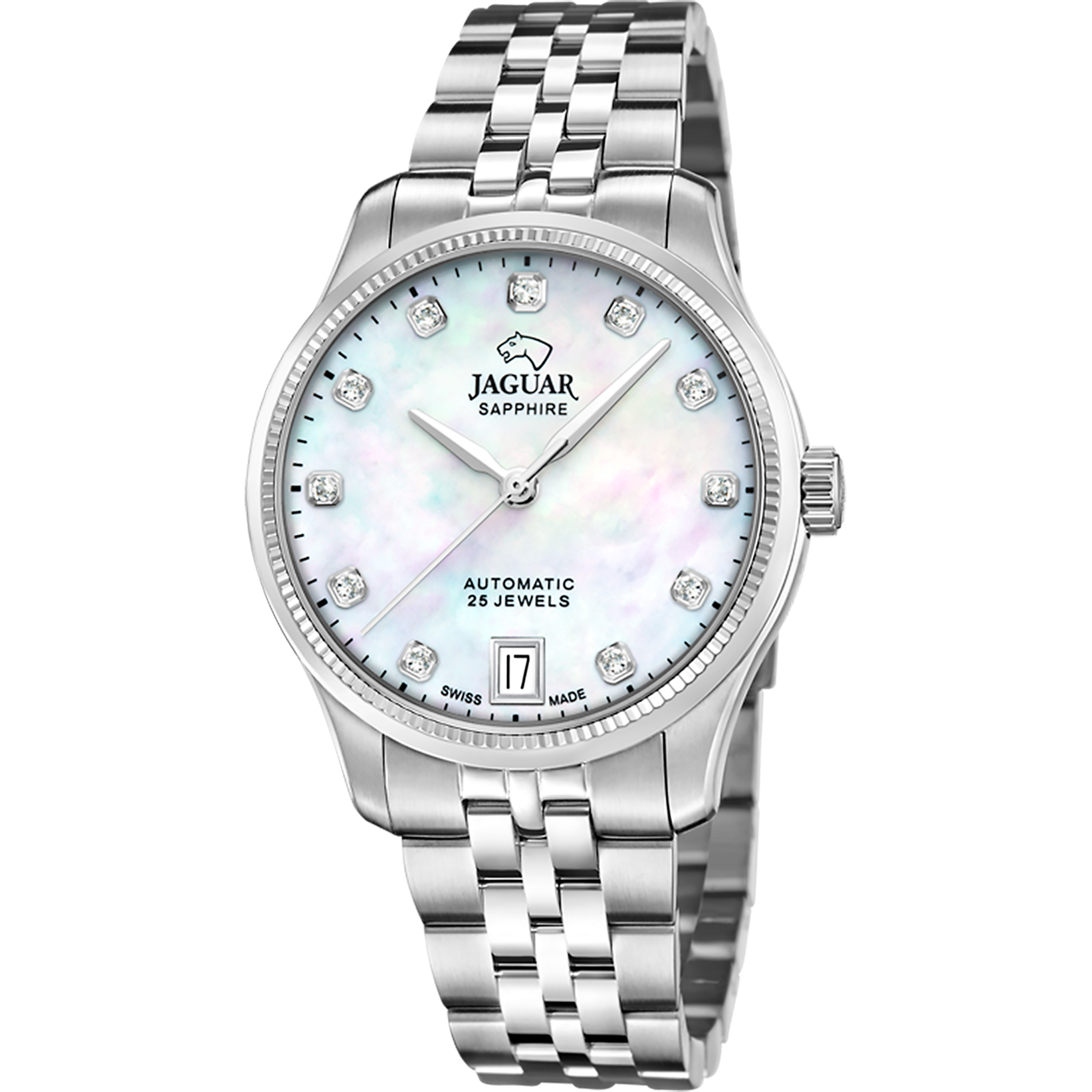 JAGUAR Damen Automatikuhr "Automatik", silber, Armbanduhren, Armbanduhr, Damenuhr, Swiss Made, Mechanische Uhr, Edelstahlarmband