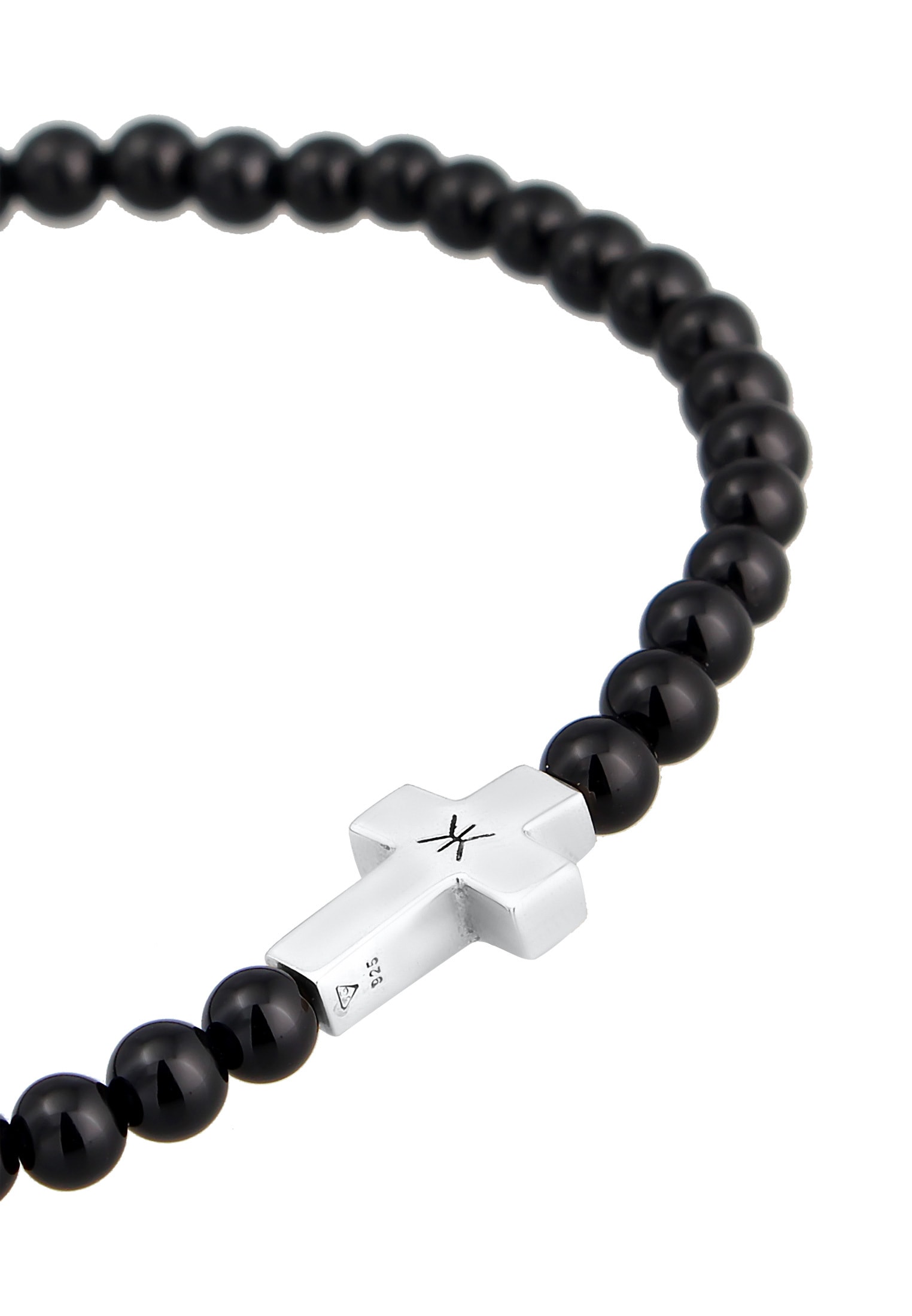 Kuzzoi Armkette »Armband Onyx Perlen Kreuz Vintage 925 Silber«