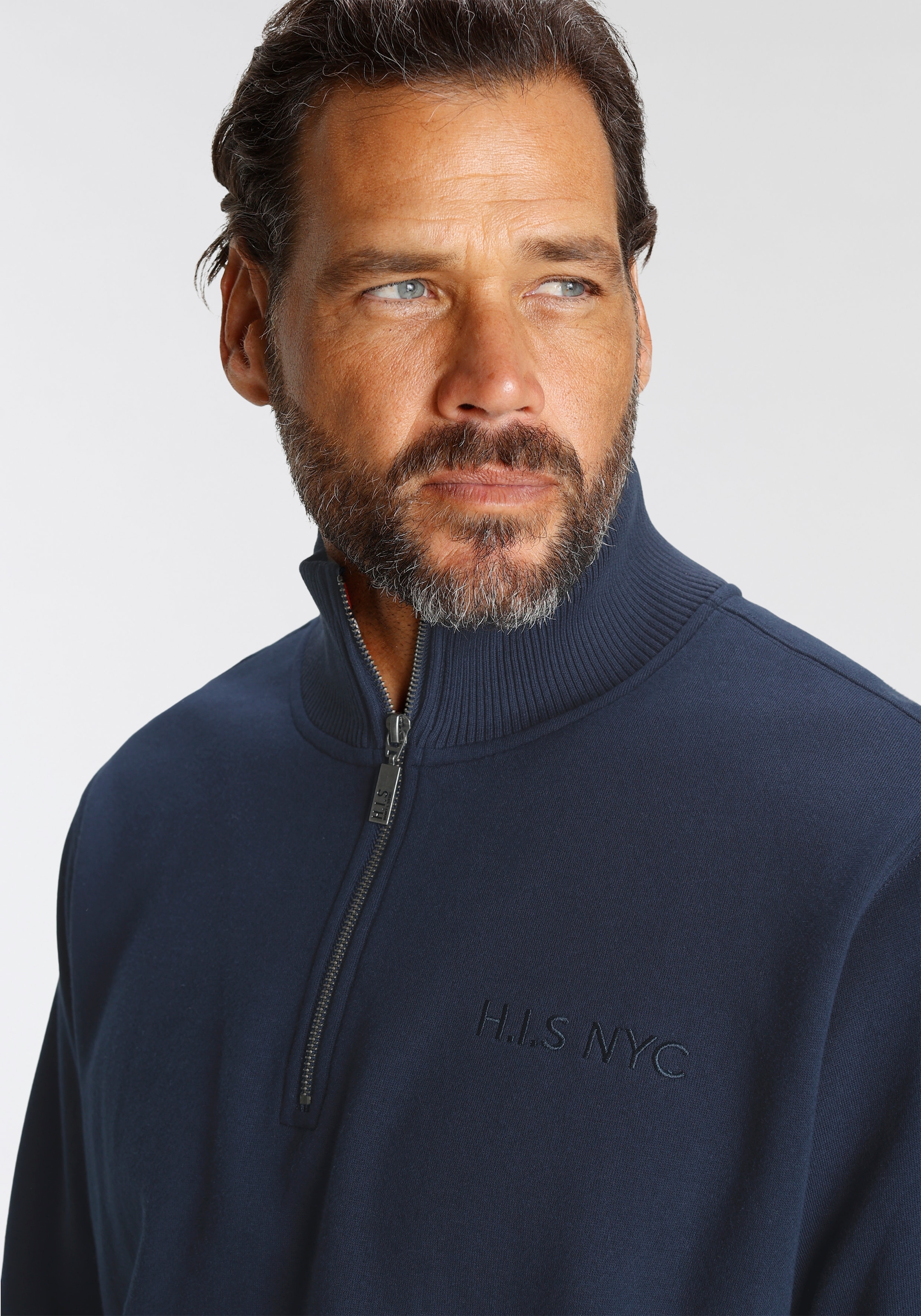 H.I.S Sweatshirt, unifarben, aus dehnbarer Sweatware, mit Logostickerei