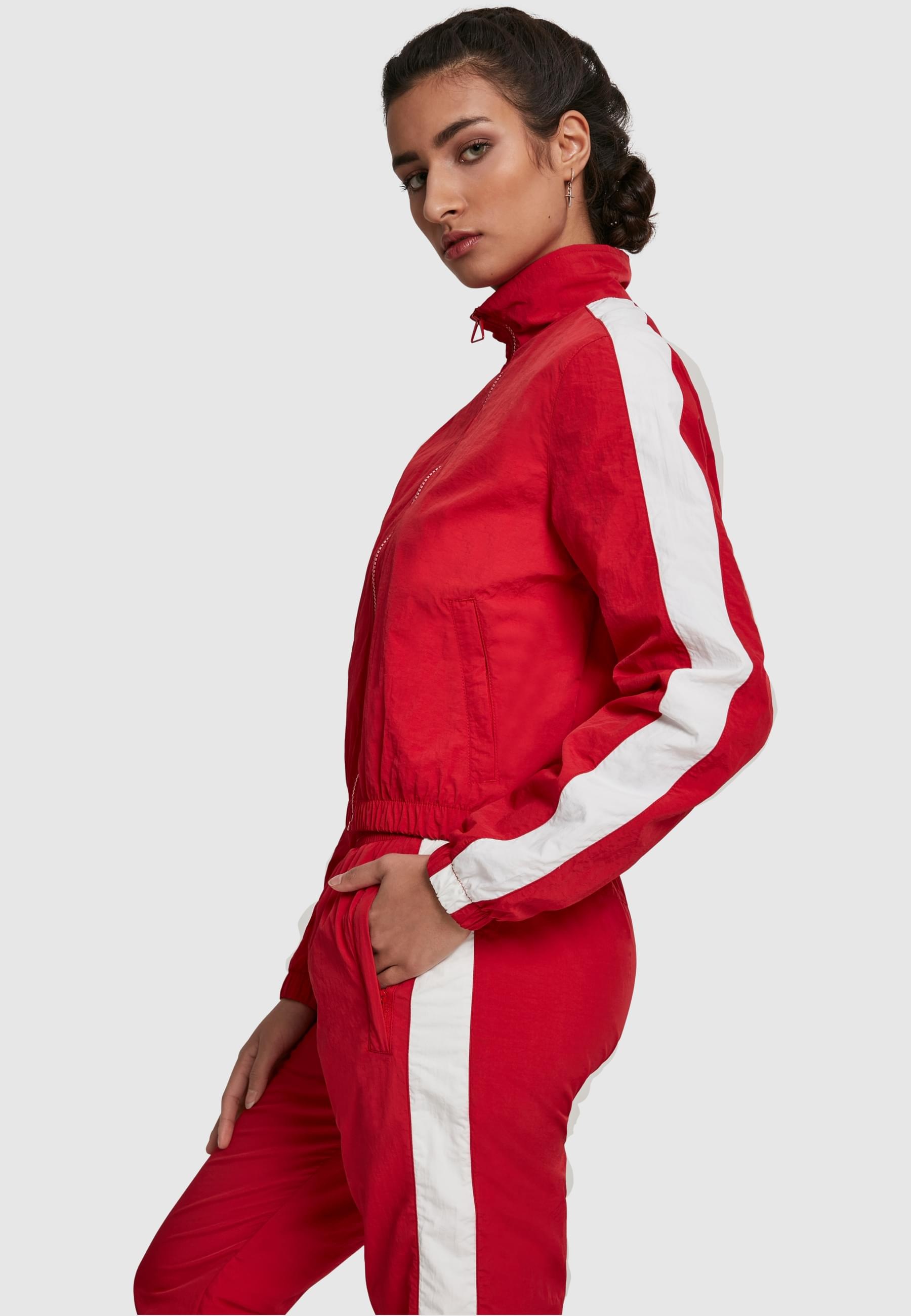 URBAN CLASSICS Allwetterjacke »Urban Classics Damen Ladies Short Striped Crinkle Track Jacket«, (1 St.), ohne Kapuze