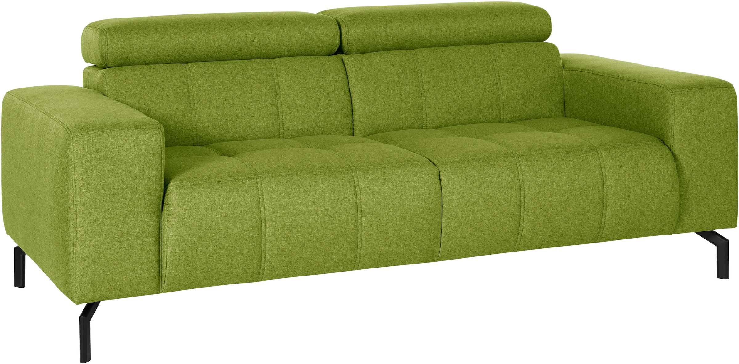 DOMO collection 2-Sitzer "Cunelli, moderne Sitznähte als Designelement, fester Sitzkomfort" whlw. verstellbare Kopfteile, passend für gängige Saugroboter
