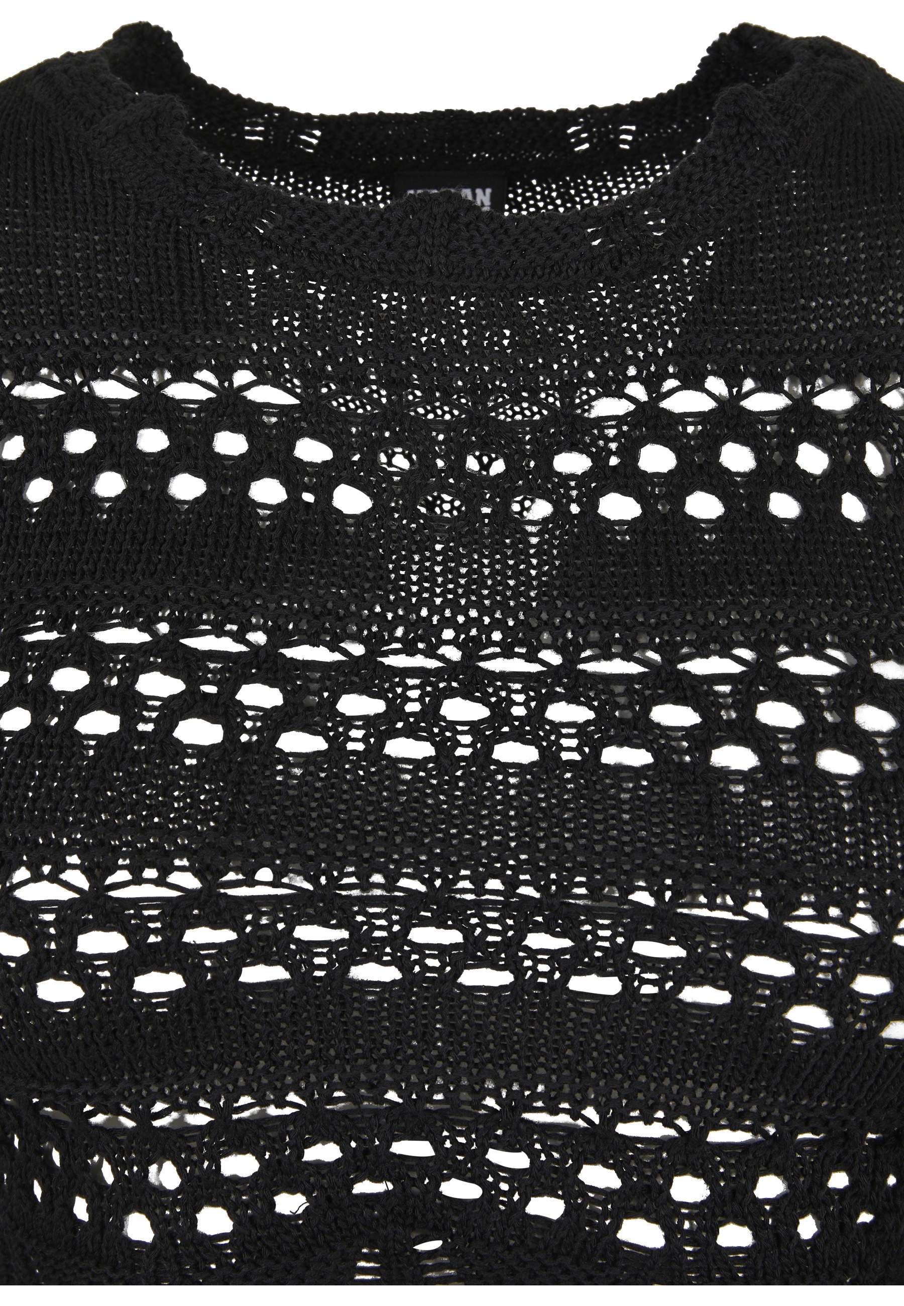 URBAN CLASSICS Rundhalspullover »Urban Classics Damen Ladies Cropped Crochet Knit Sweater« 1 Stk.