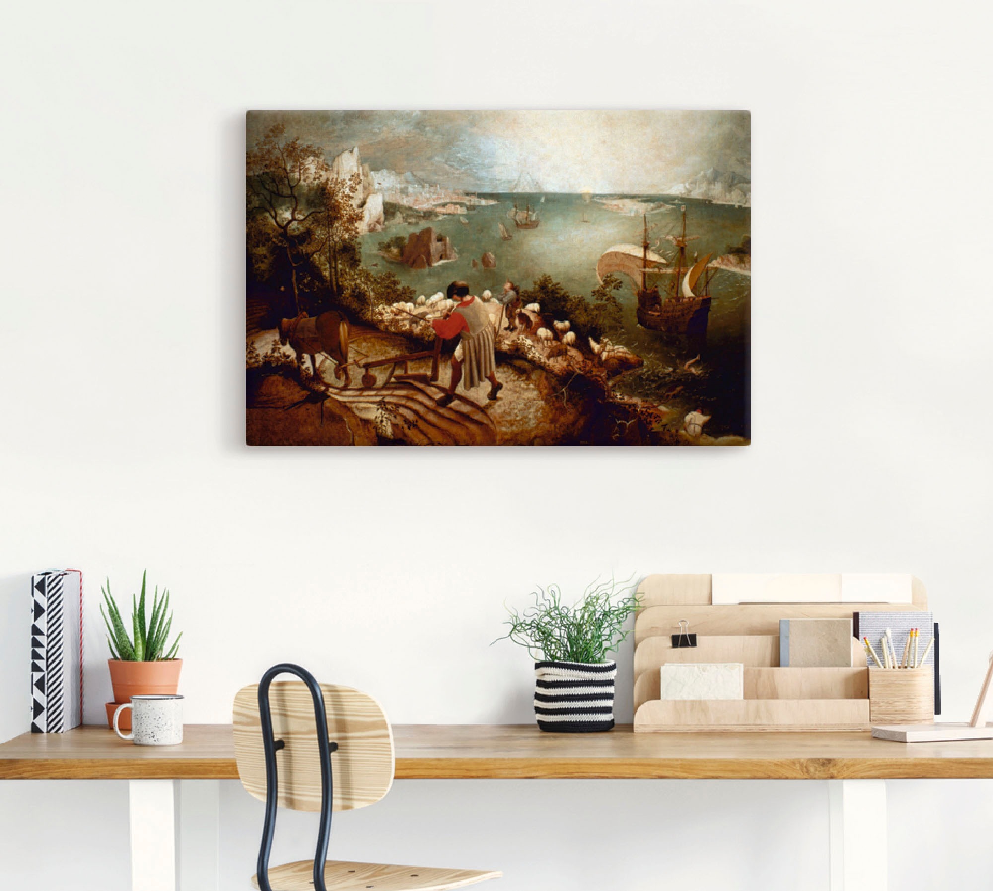 Artland Leinwandbild "Landschaft mit dem Sturz des Ikarus", klassische Fant günstig online kaufen