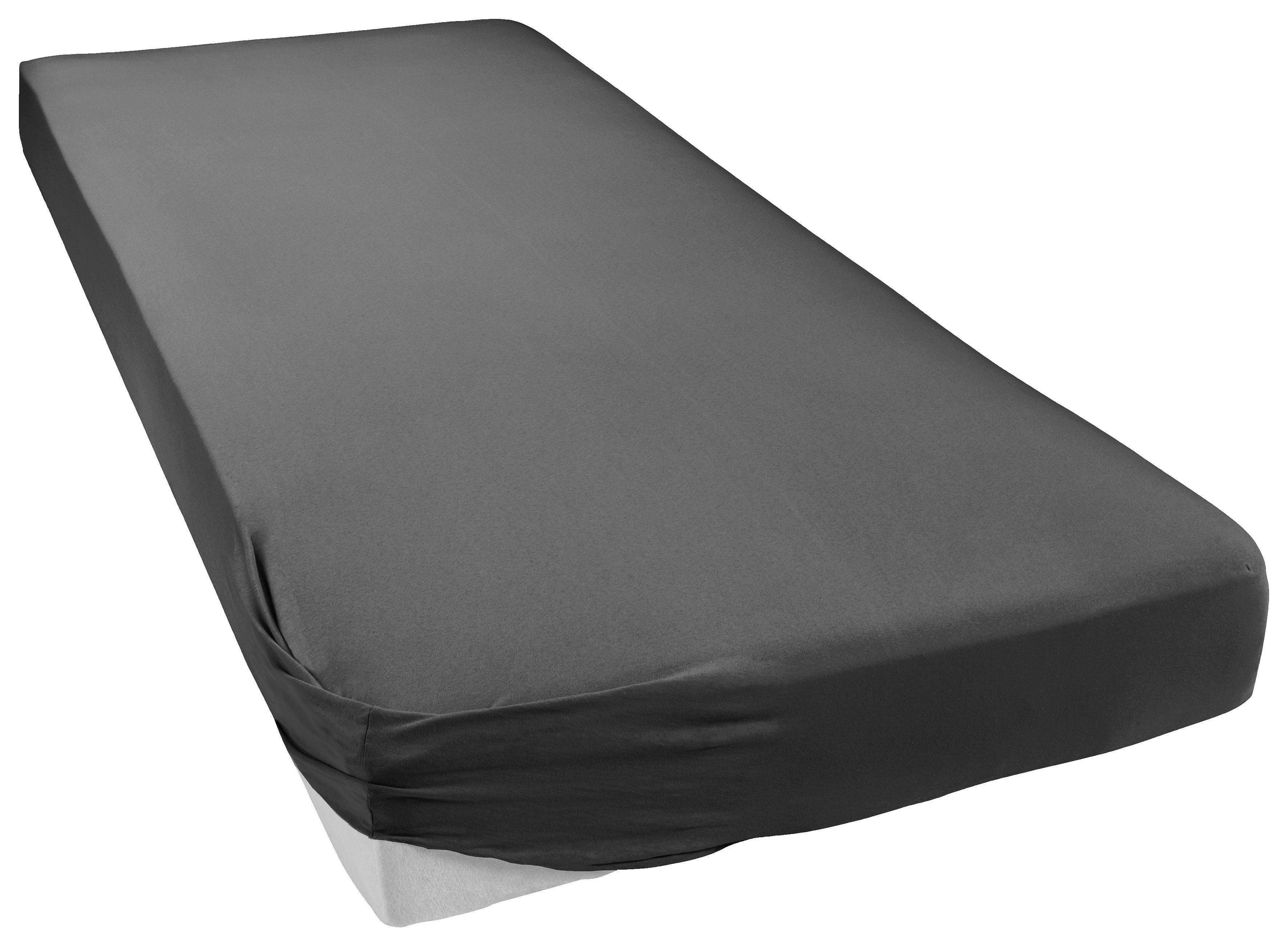 Spannbettlaken BELLANA, B:180cm, grau, Jersey-Elasthan, Obermaterial: 95% Baumwolle, 5% Elasthan, Bettlaken, "Jersey-Elasthan deLuxe", für