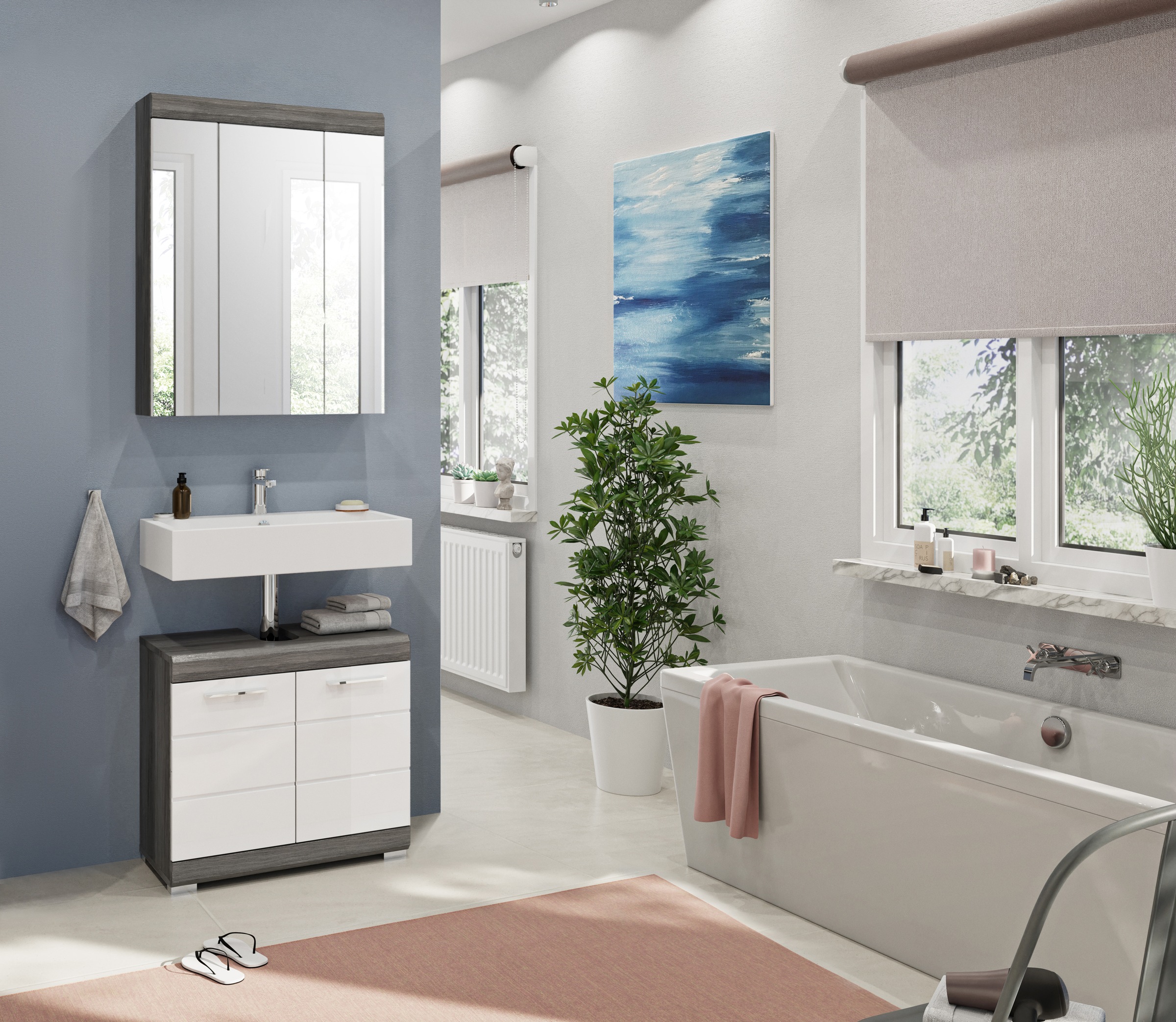 welltime Badmöbel-Set "Siena, 2 tlg., bestehend aus: Waschbeckenunterschran günstig online kaufen