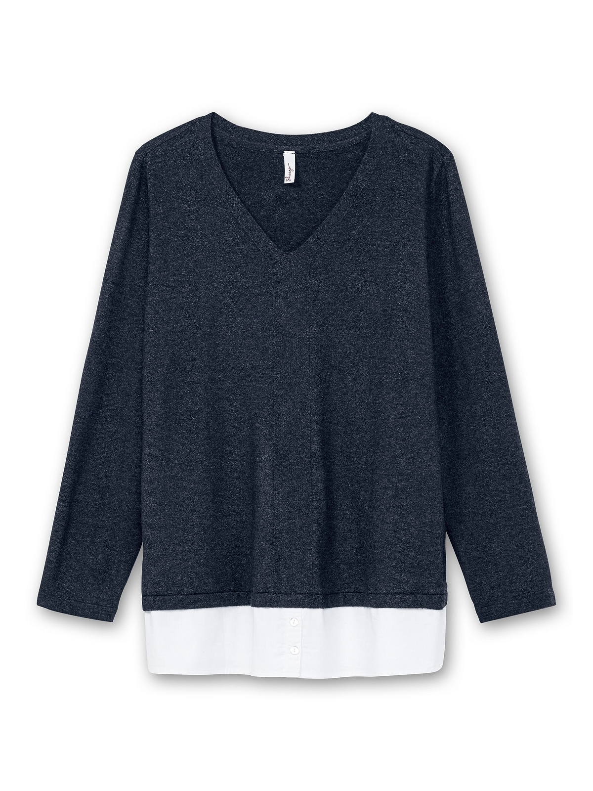 Sheego Strickpullover »Große Größen«, im Lagenlook, mit Blusenbesatz