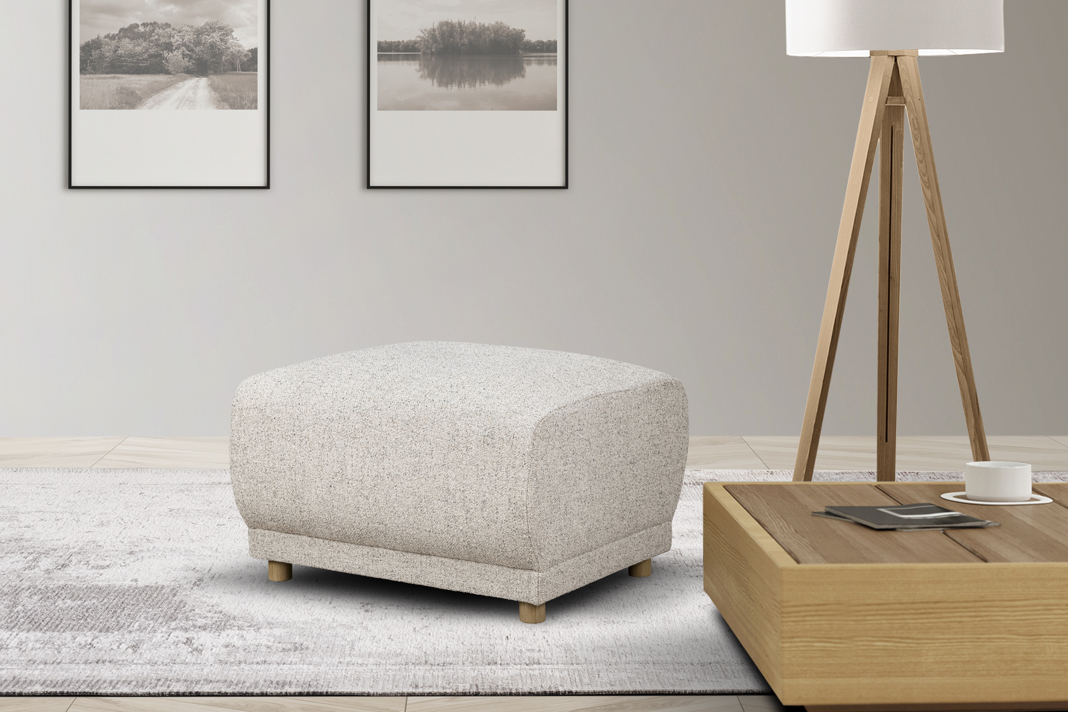 OTTO home Polsterhocker "LEMPS mit Wellenunterfederung, Maße B/T/H: 70/63/45 cm" passend zur Serie, in hochwertiger Verarbeitung