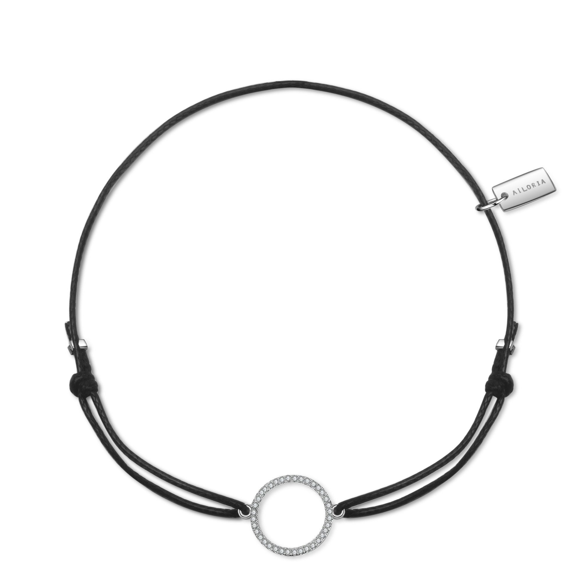 Armband AILORIA "Armband schwarz/silber LAURE", silber, Armbänder, Damen, Armband