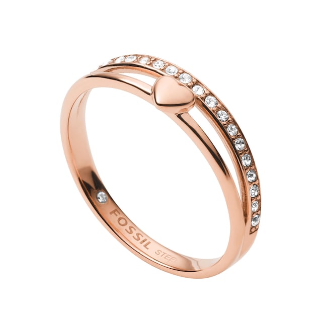 Edelstahl Damen Ring mit Kristallsteinen Bandring Dreier Ring 