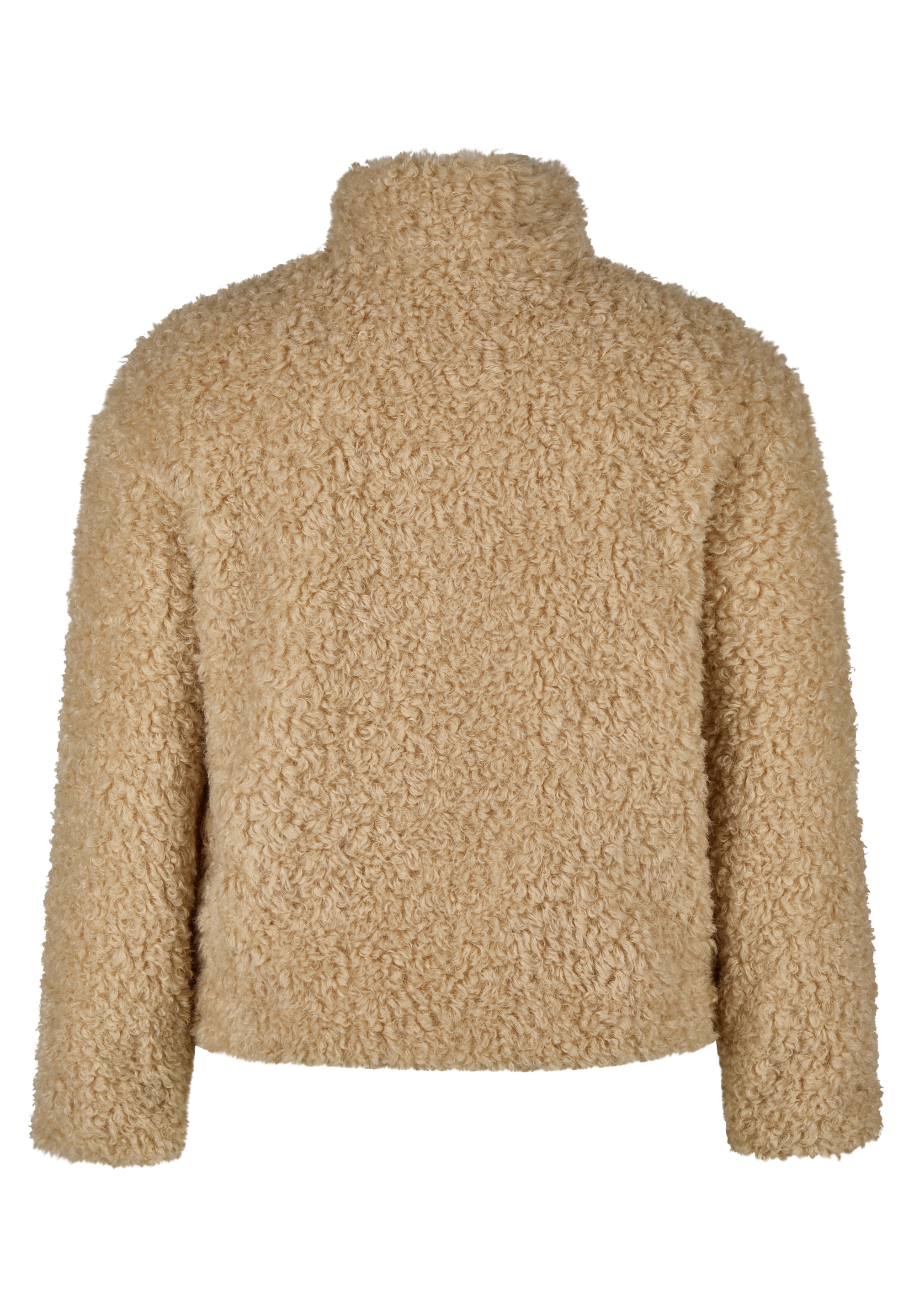 Rabe Fellimitatjacke ohne Kapuze im Teddyplüsch-Look und mit Stehkragen
