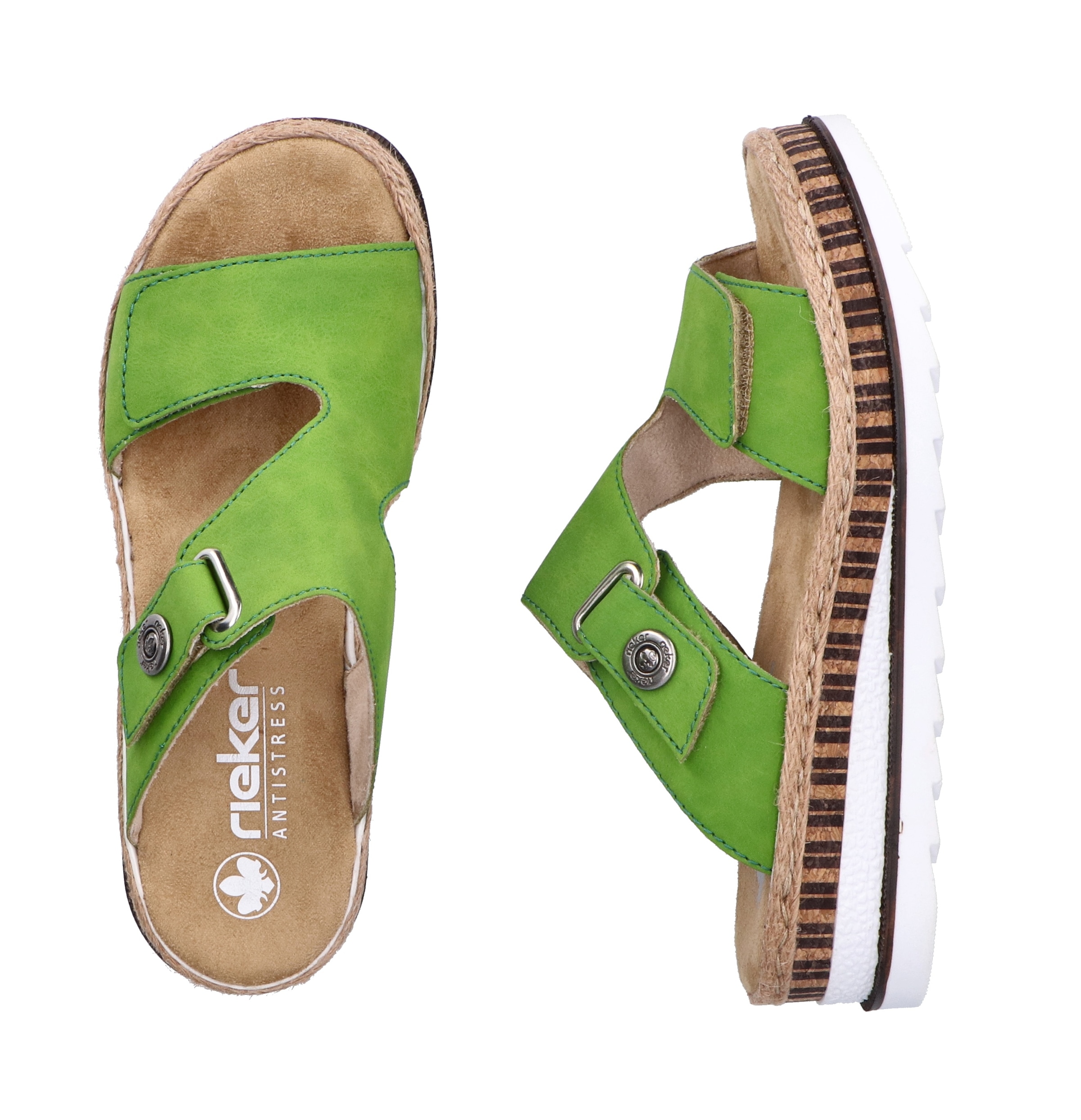 Rieker Pantolette, Sommerschuh, Strandschuh, Hausschuh mit trendigem Keilabsatz
