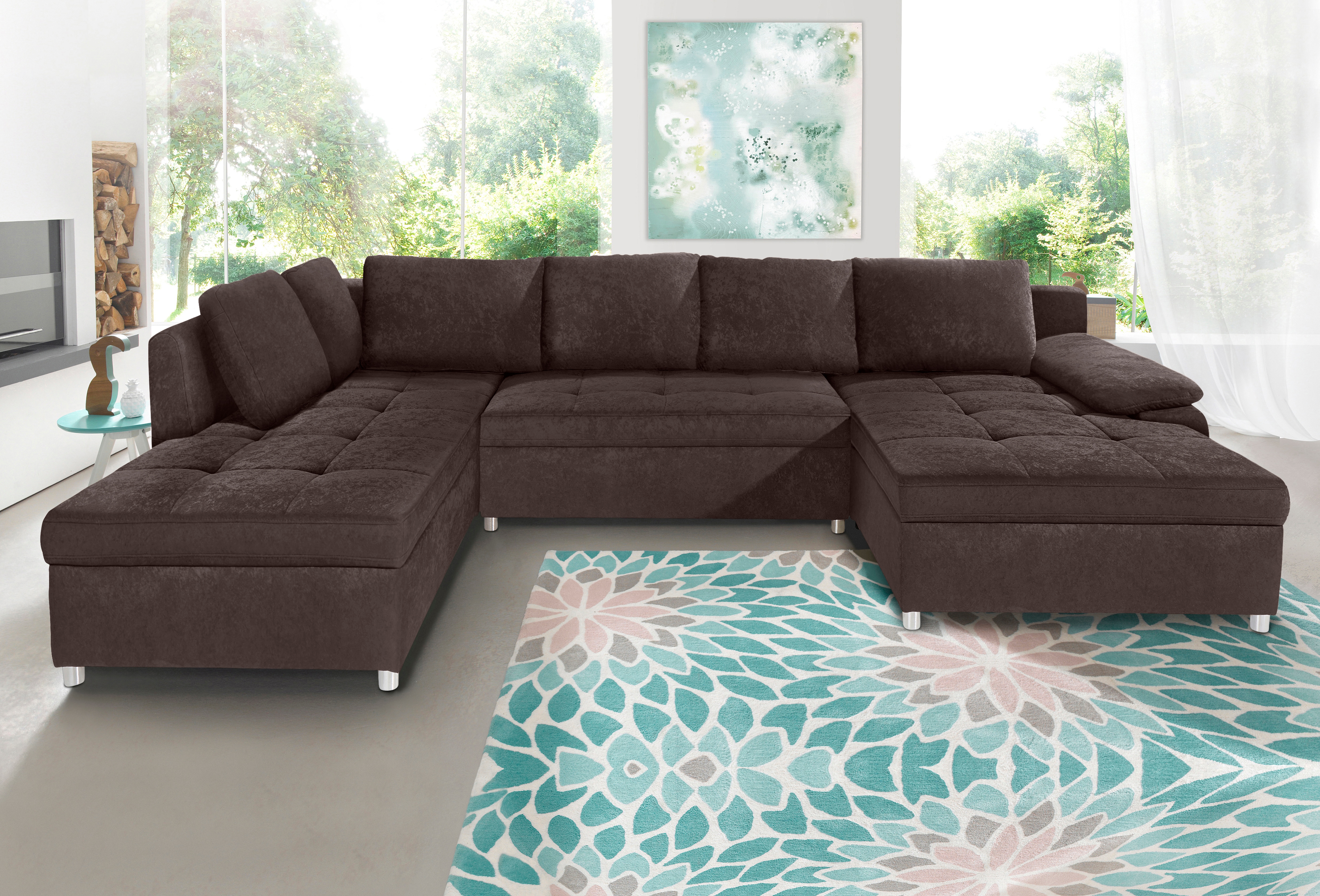 OTTO home Wohnlandschaft "Labene U-Form" wahlweise mit Schlaffunktion und Bettkasten