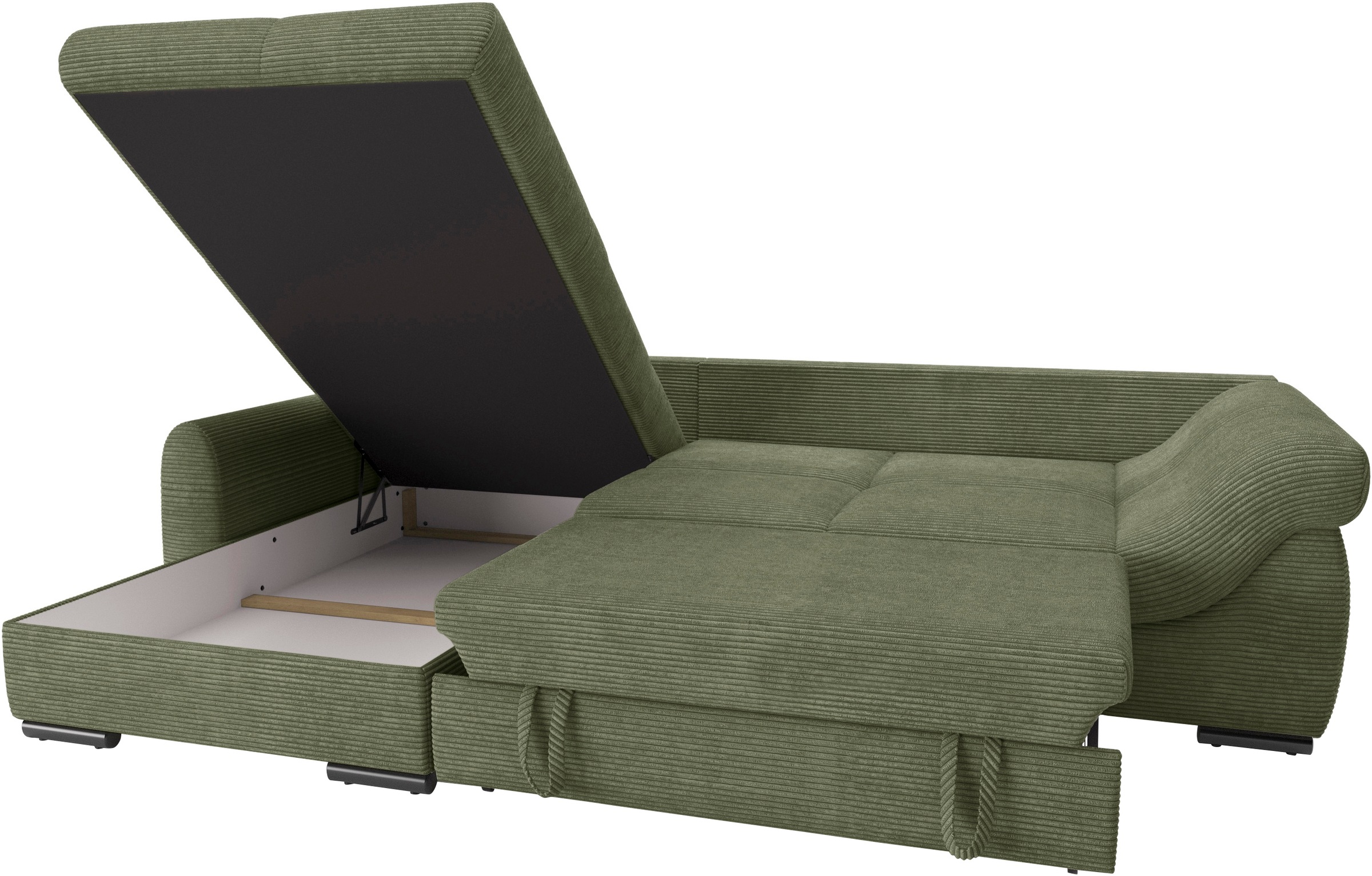 Mr. Couch Ecksofa »Livorno L-Form«, inkl. Hochschläfer-Bettauszug, XL-Bettkasten weiß beschichtet