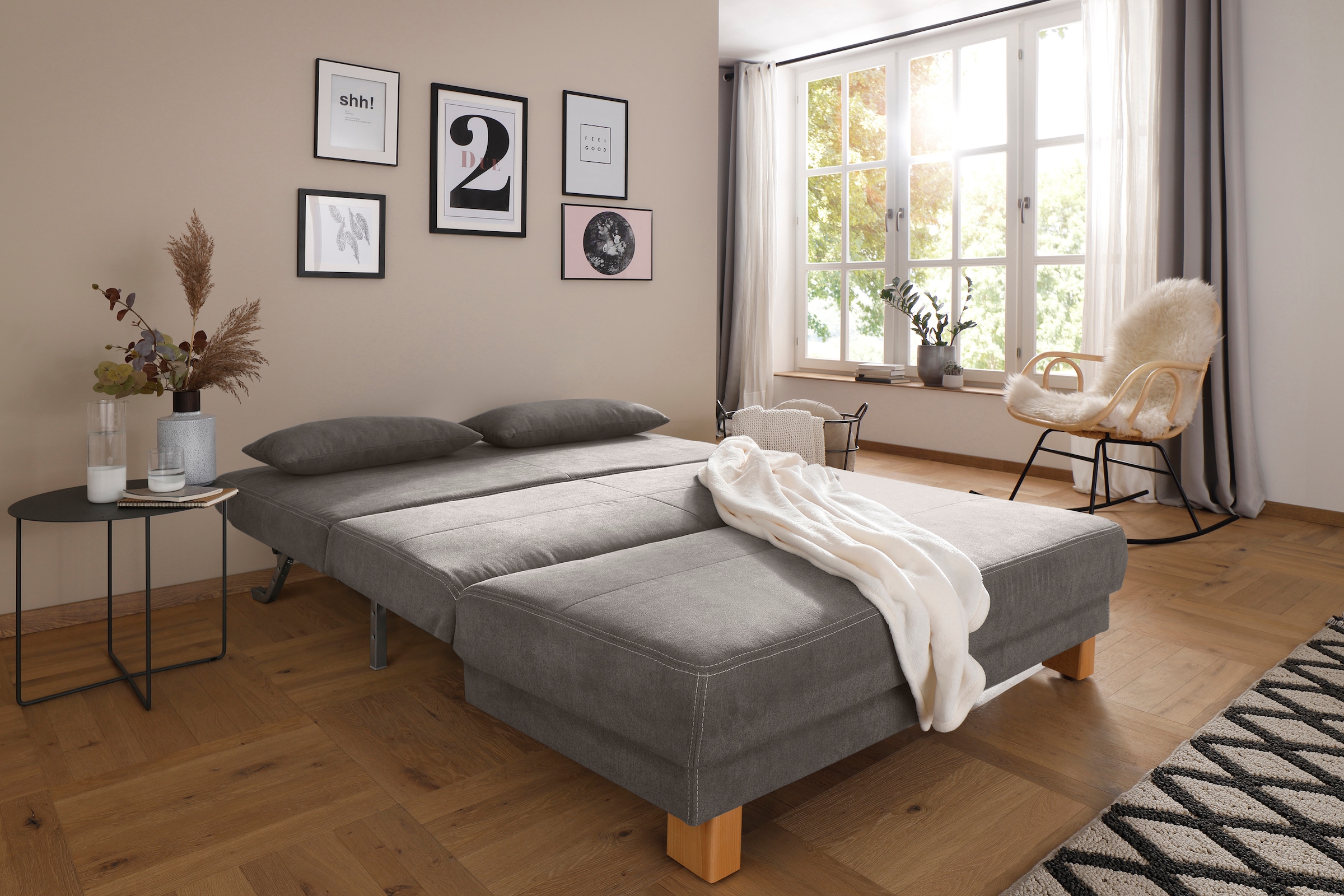 Home affaire Schlafsofa »Gina«, vom Sofa zum Bett mit einem Handgriff, in 4 Breiten, Nierenkissen