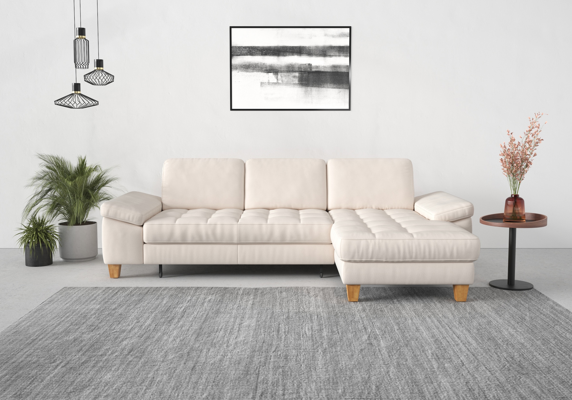 sit&more Ecksofa "Westham L-Form" mit Recamiere, mit oder ohne Schlaffunktion, Bettkasten, Füße Eiche