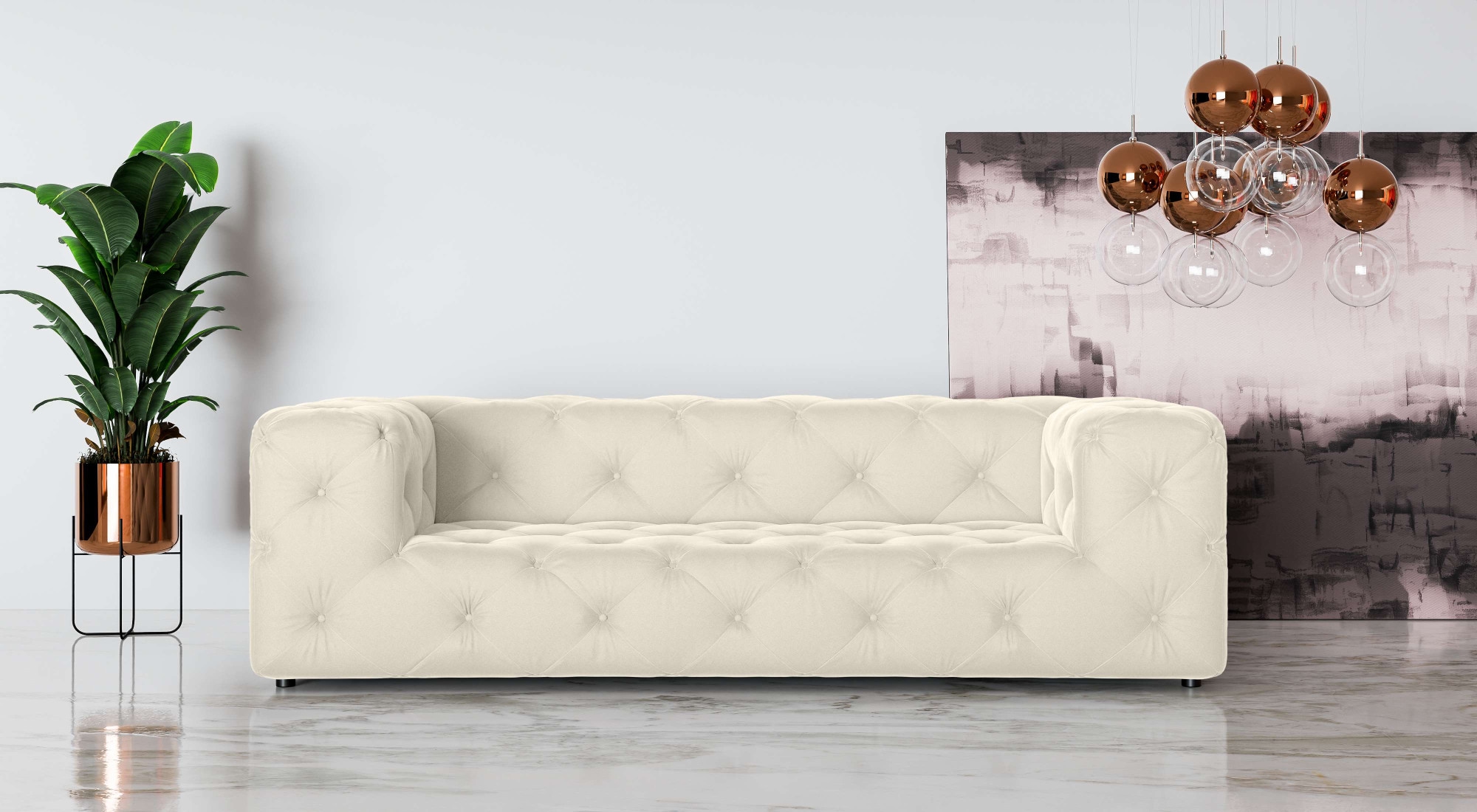 3-Sitzer »FOLLINA«, 3-Sitzer Sofa mit klassischer Chesterfield-Knopfheftung