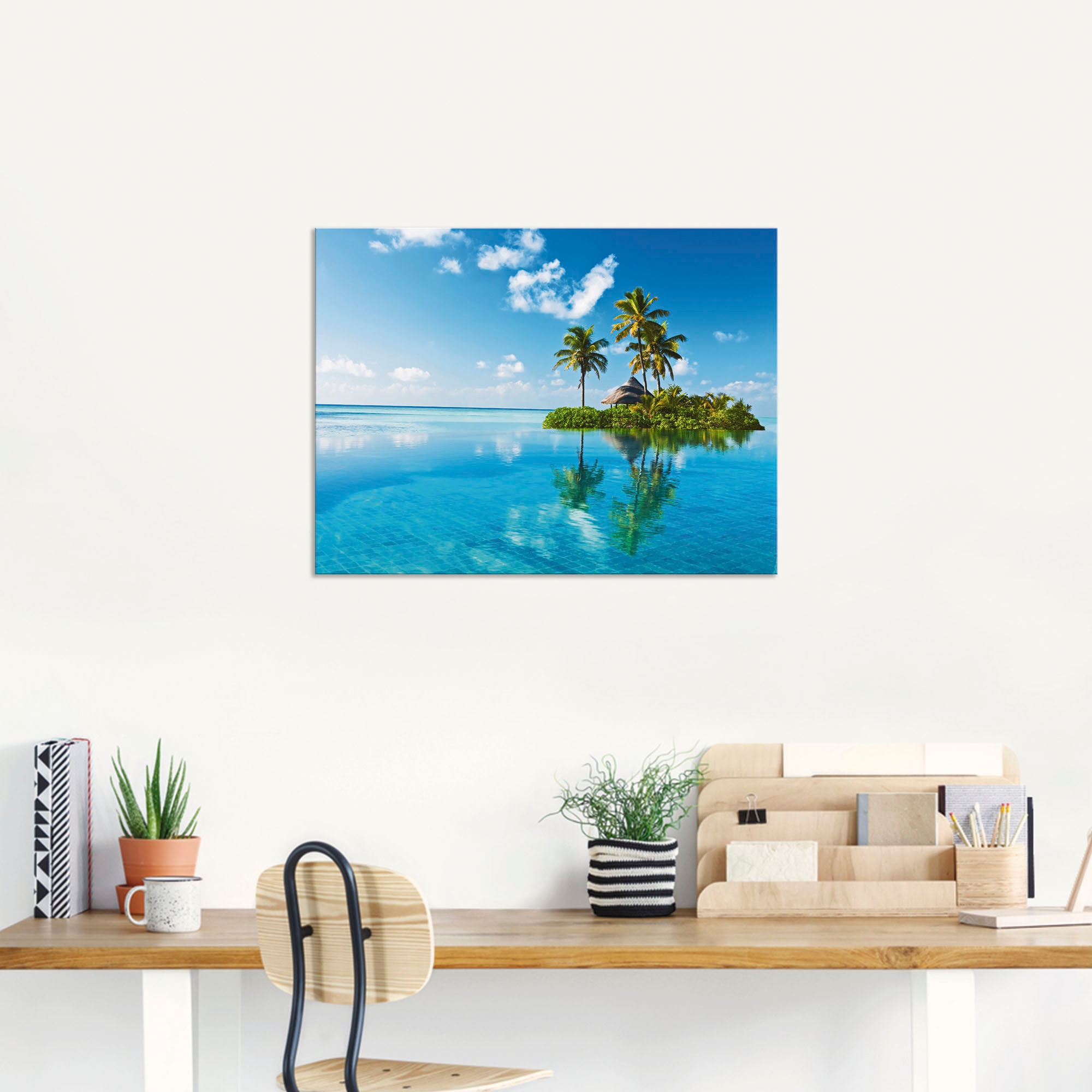 Artland Wandbild »Tropisches Paradies - Insel Palmen Meer«, Amerika, (1 St.), als Alubild, Outdoorbild, Leinwandbild, Poster, Wandaufkleber