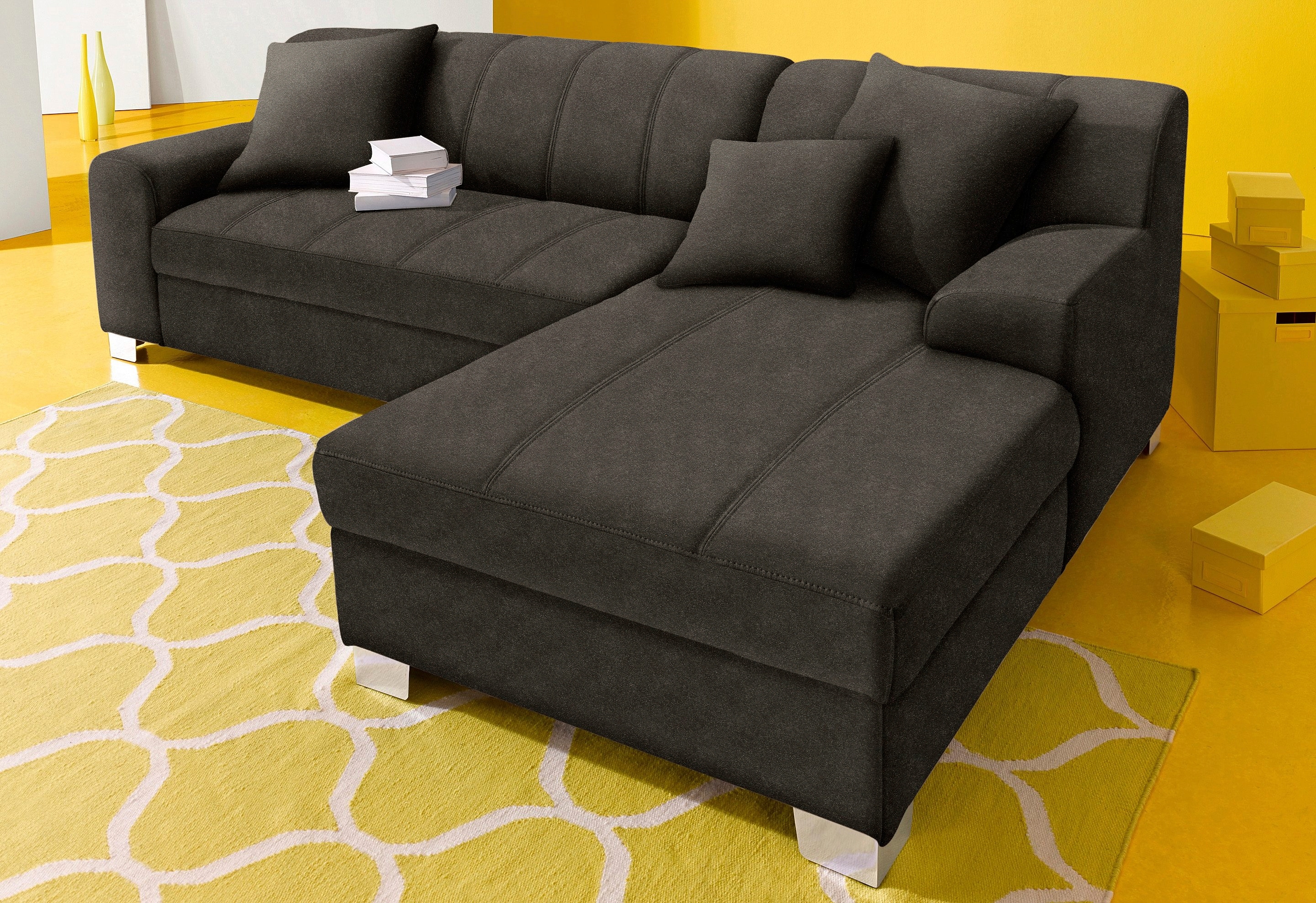 DOMO collection Ecksofa "TURAH 239x152 cm, inkl. Zierkissen, moderne Steppung" mit Bettfunktion, Schlafsofa, Unser Dauertiefpreis