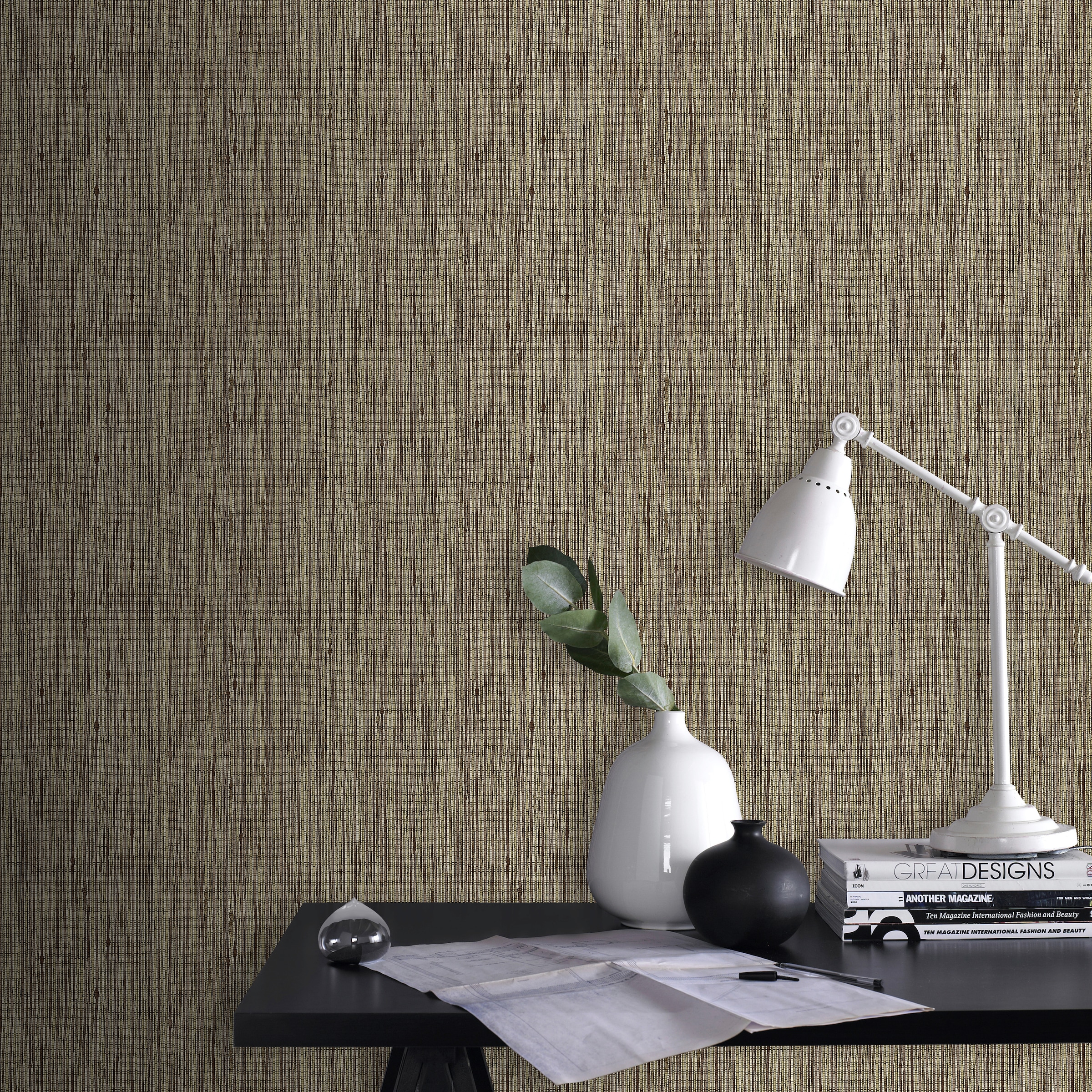 Boutique Vliestapete »Luxux Uni Grass«, uni, Braun/Gold - 10m x 52 cm