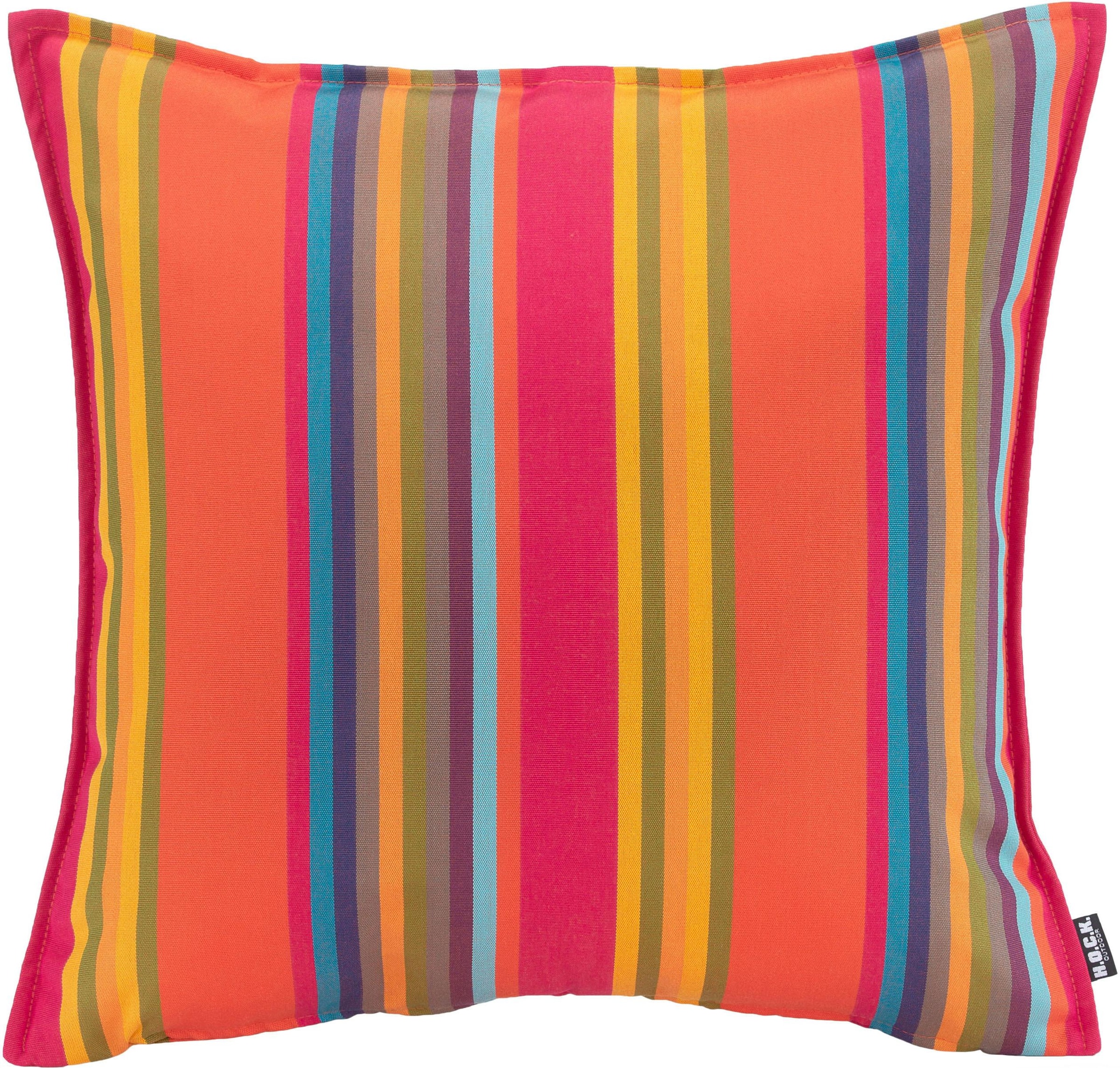 "Dekokissen H.O.C.K. ""Yucatan"", bunt (orange, blau, grün, rot, gelb, gestreift), B:50cm H:50cm L:50cm, Kunstfaser