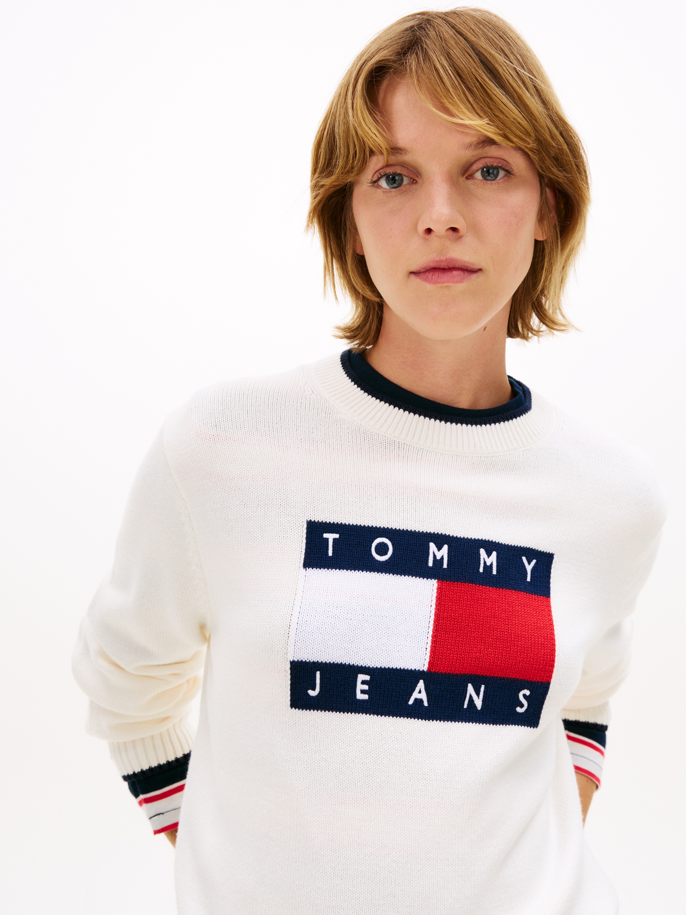 Tommy Jeans Strickpullover »TJW TIPPING FLAG SWEATER EXT«