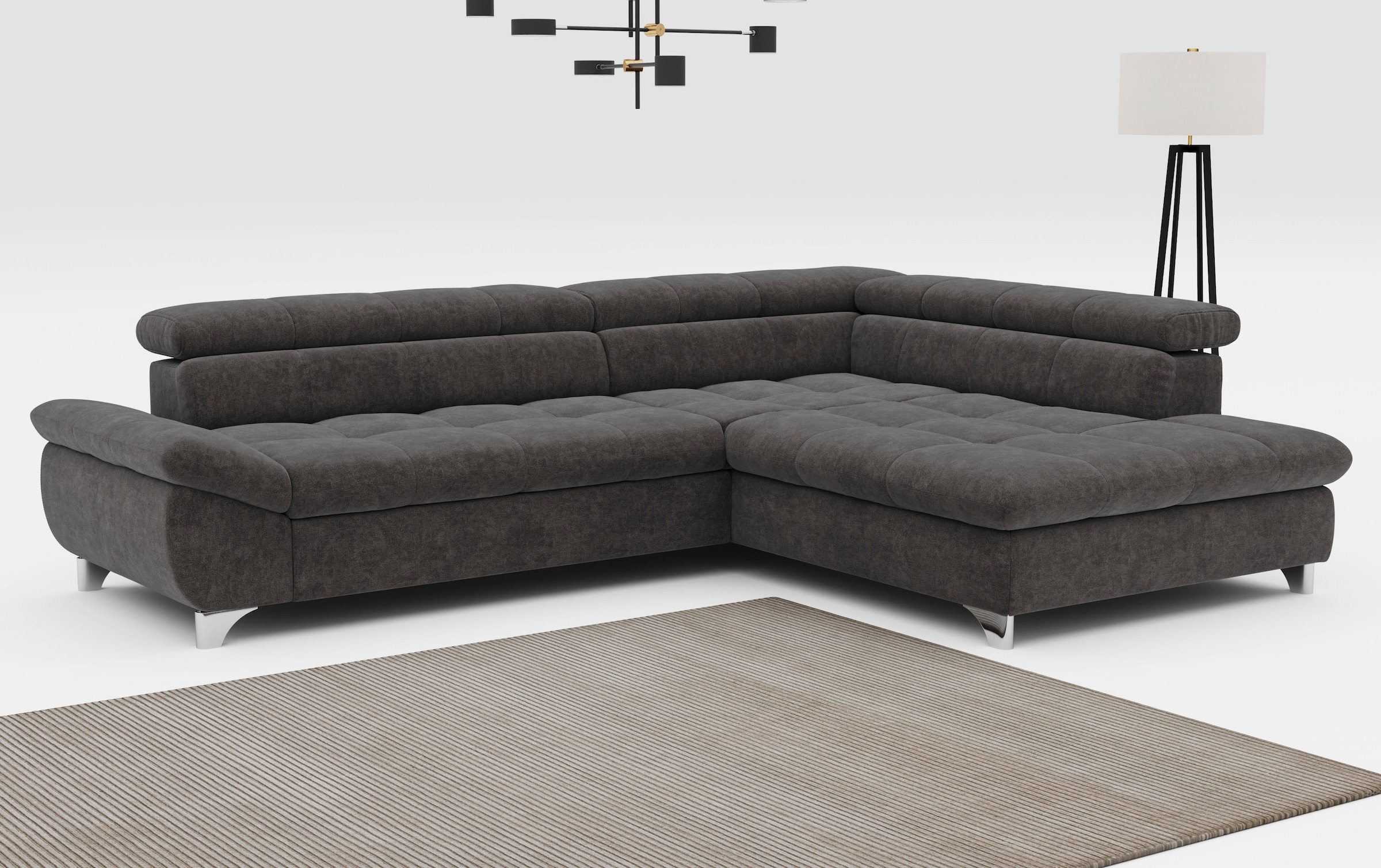 Ecksofa COTTA, B:312cm T:234cm, braun, Wohnzimmer, Sofas, "Gemini L-Form", mit Kopfteilverstellung, wahlweise mit Bettfunktion