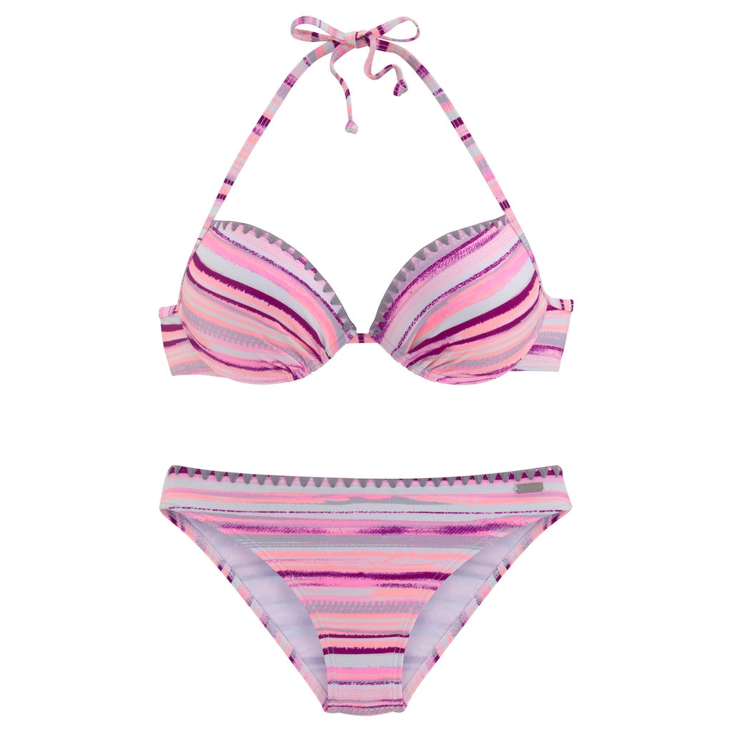 Marken Venice Beach Venice Beach Push-Up-Bikini, mit Häkelkanten am Cup und an der Hose lachs-bedruckt