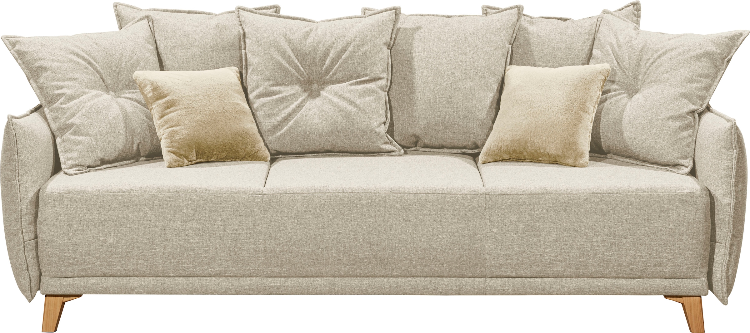 ED EXCITING DESIGN Schlafsofa »Pamplona«, mit Bettfunktion, Bettkasten, Rücken- und Zierkissen, frei im Raum