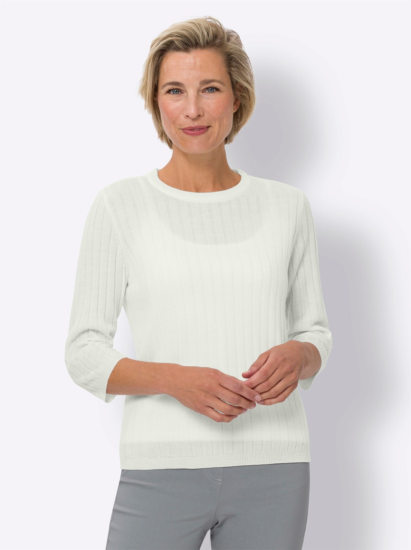 Classic Basics 3/4 Arm-Pullover "Rundhals-Pullover" günstig online kaufen