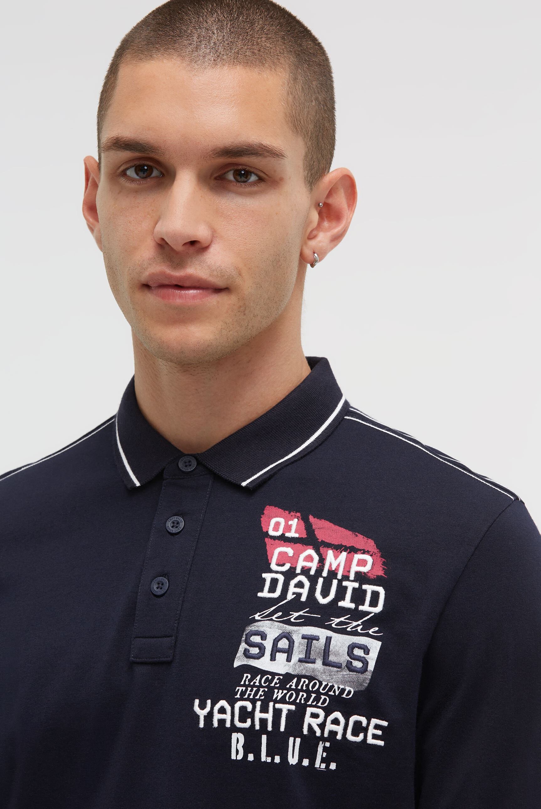 CAMP DAVID Langarm-Poloshirt aus Baumwolle