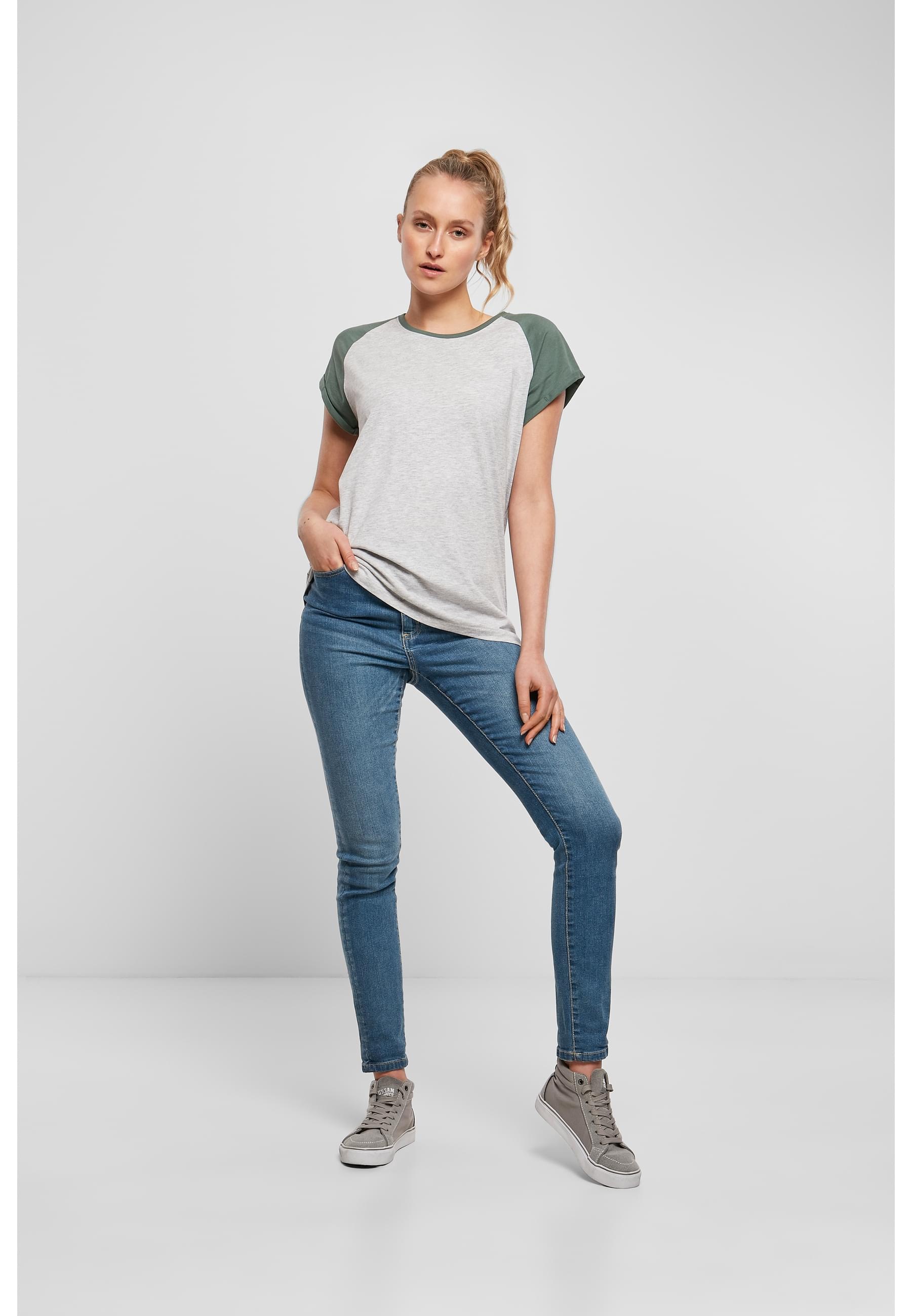 URBAN CLASSICS Kurzarmshirt »Urban Classics Damen Ladies Contrast Raglan Tee«, (1 tlg.)