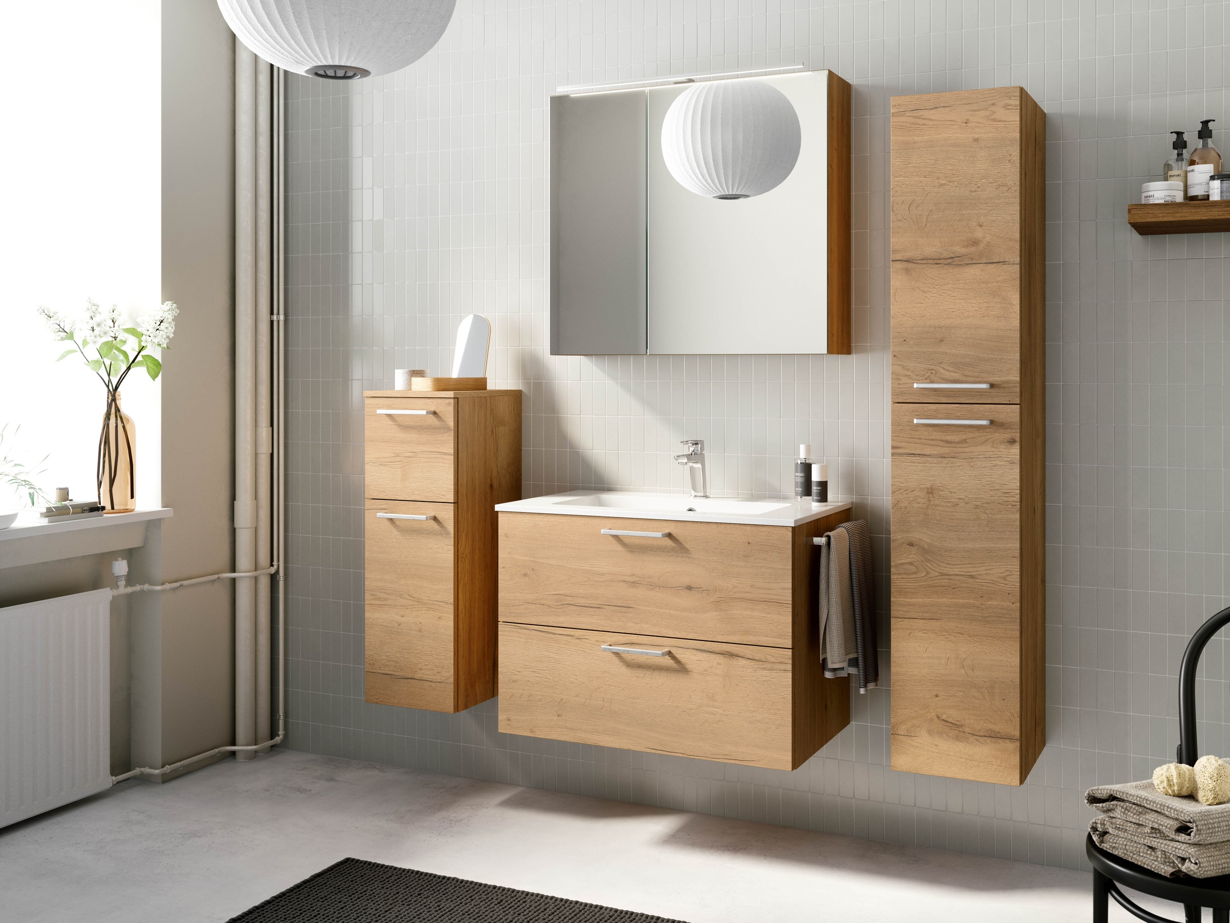 nobilia® Waschtisch-Set »Tolvina«, (1 St., vormontiert, mit Soft-Close), in vier Breiten