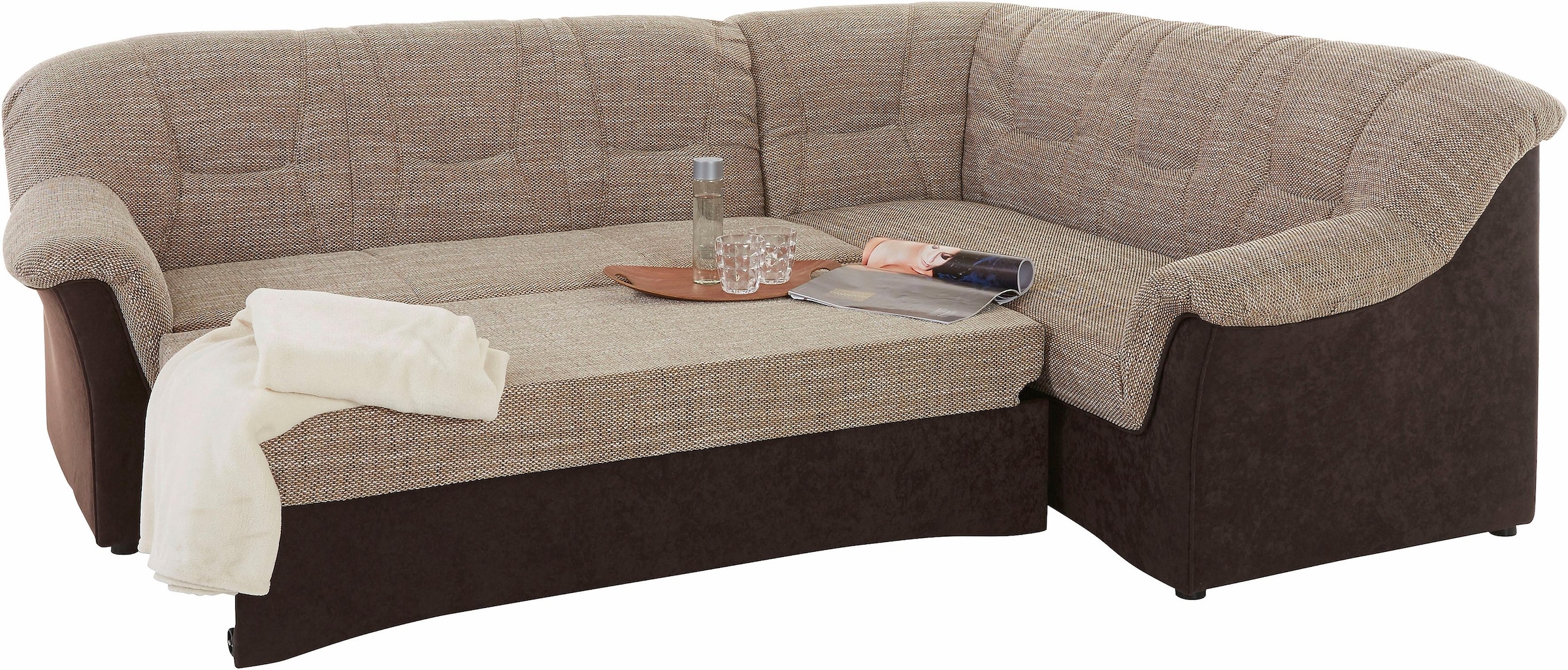 DOMO collection Ecksofa »Sarafina zeitlos und komfortabel, optional mit Federkern, L-Form«, wahlweise mit Bettfunktion