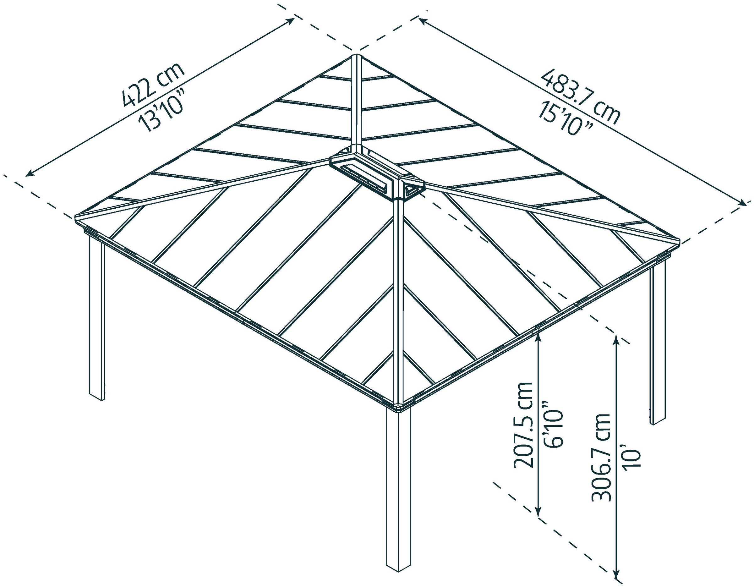 Palram - Canopia Pavillon »Dallas«, 487 x 425,5cm, Anthrazit