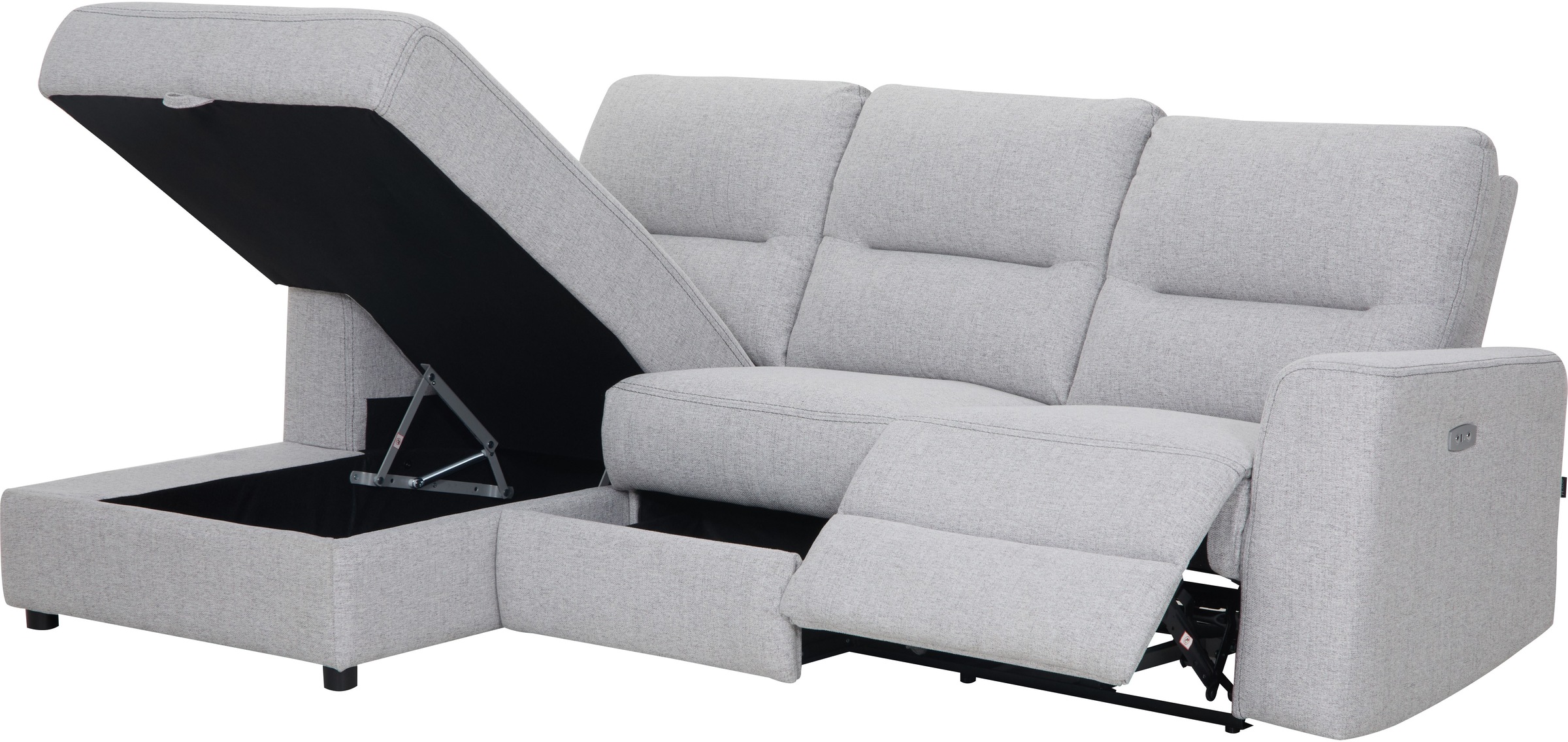 Home affaire Ecksofa »VENOIR, L-Form, 250 cm, manuelle u. elektrische Funktion (m. USB A/C)«, Stauraum unter der Recamiere, 2. Staufach, Federkern