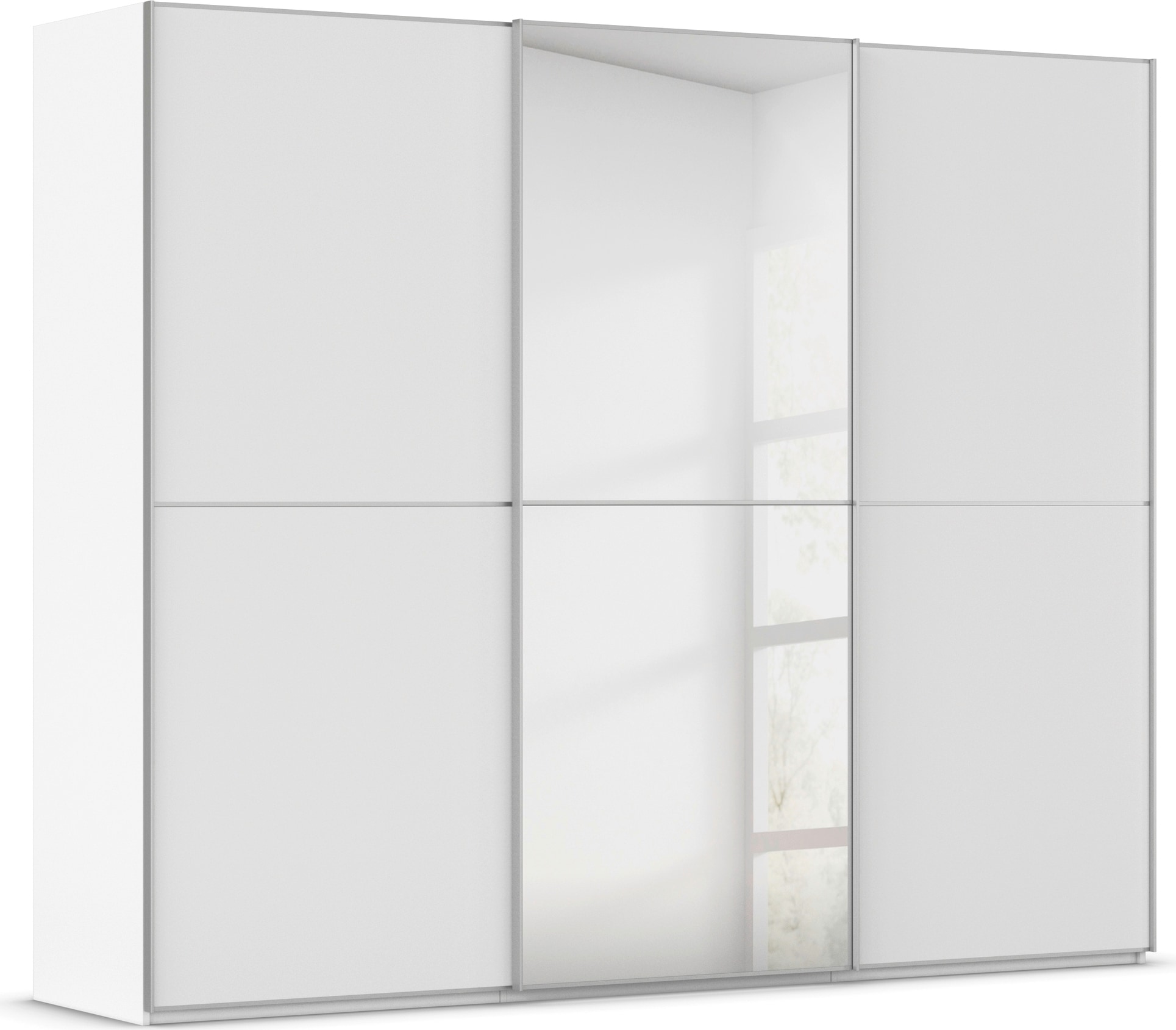 rauch Schwebetürenschrank "Kleiderschrank Schrank Garderobe Schlafzimmerschrank SCALE-DUO" edle zweigeteilte Türen, Spiegel und 3 Zierleisten MADE IN GERMANY