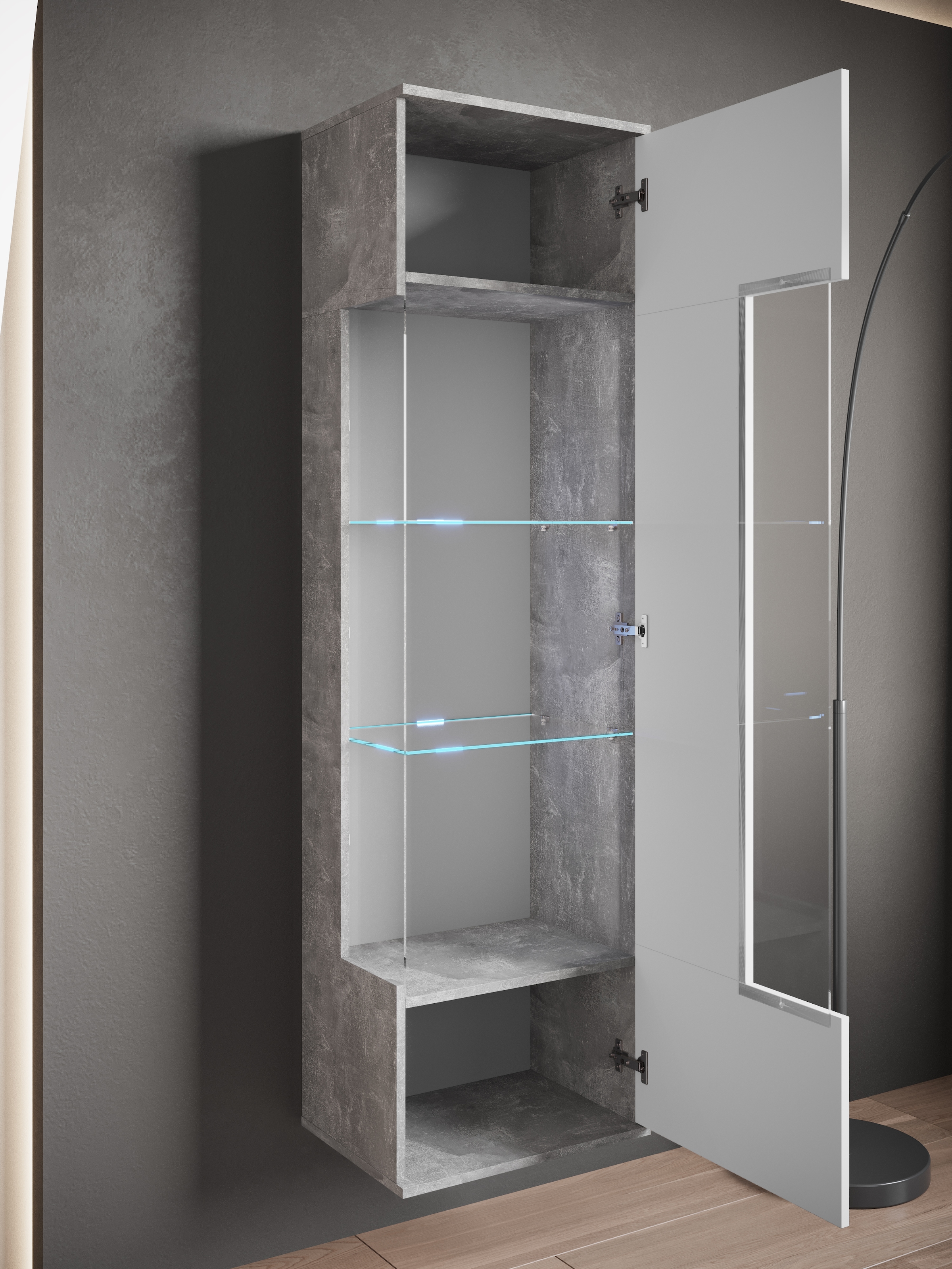 INOSIGN Vitrine »Kenia, stehend und hängend, Türanschlag wechselbar«, (1 St.), Vitrineschrank mit Glastüren 160 cm Höhe