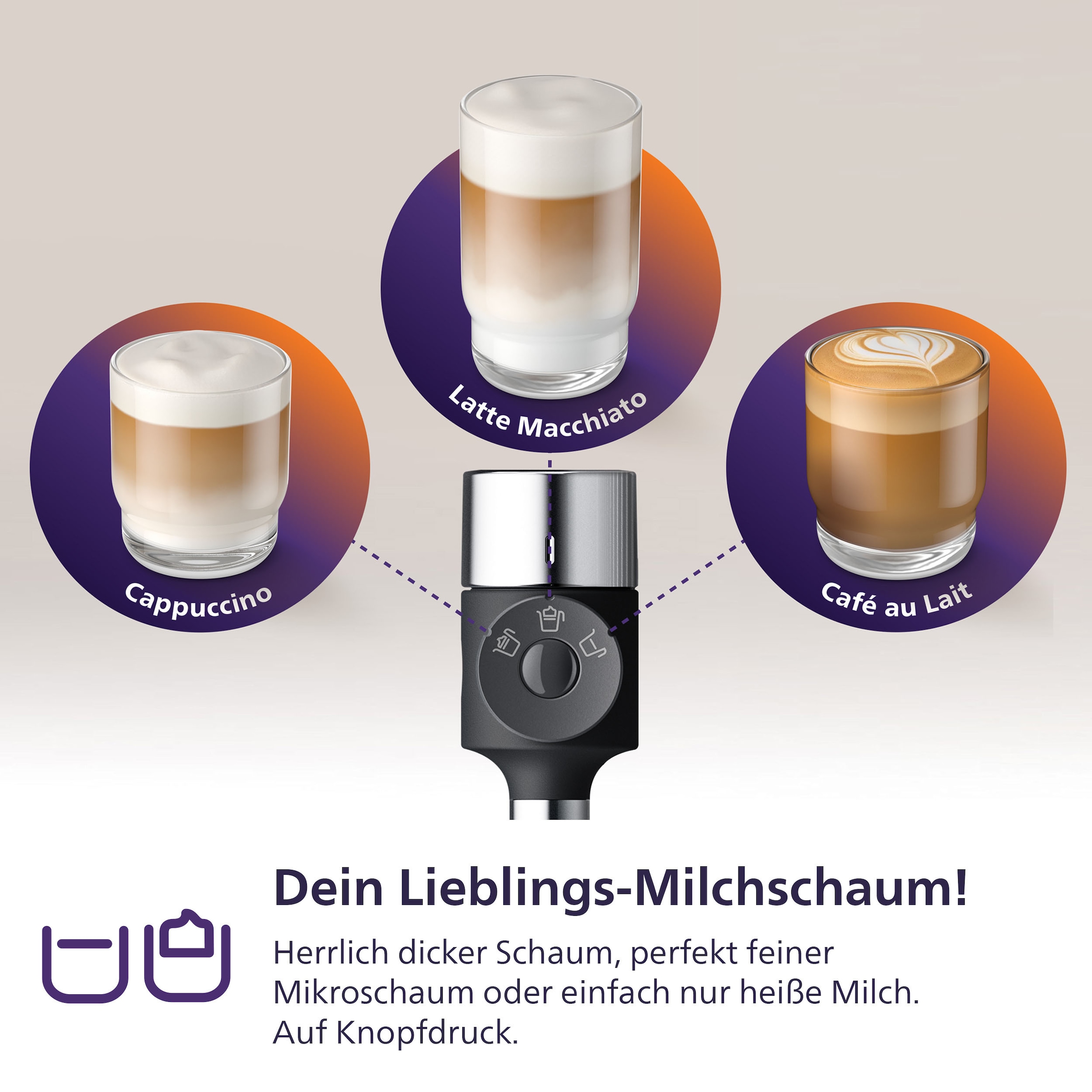 PHILIPS baristina Espressomaschine »Latte BAR400/60 mit Mahlwerk für ganze Bohnen und Milchschaumdüse« 3 Schaumarten, 16 bar Pumpendruck, Schwarzgrau​