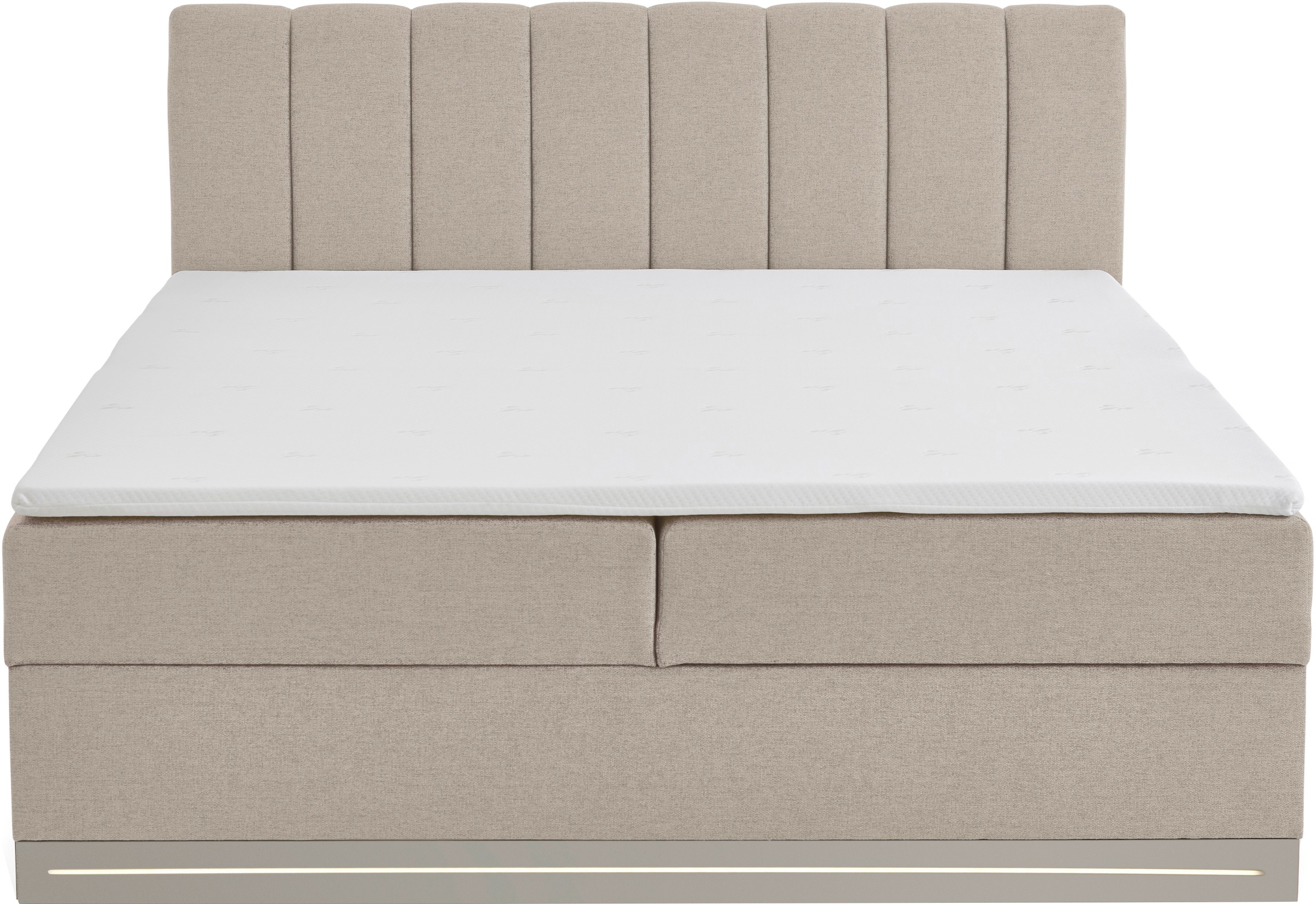Home affaire Boxbett »WAKKANAI, Polsterbett mit Bettkasten, inkl. Taschfederkernmatratze H3« mit PUR-Schaum-Topper, mit LED-Lichtleiste, LIegefläche 180x200cm
