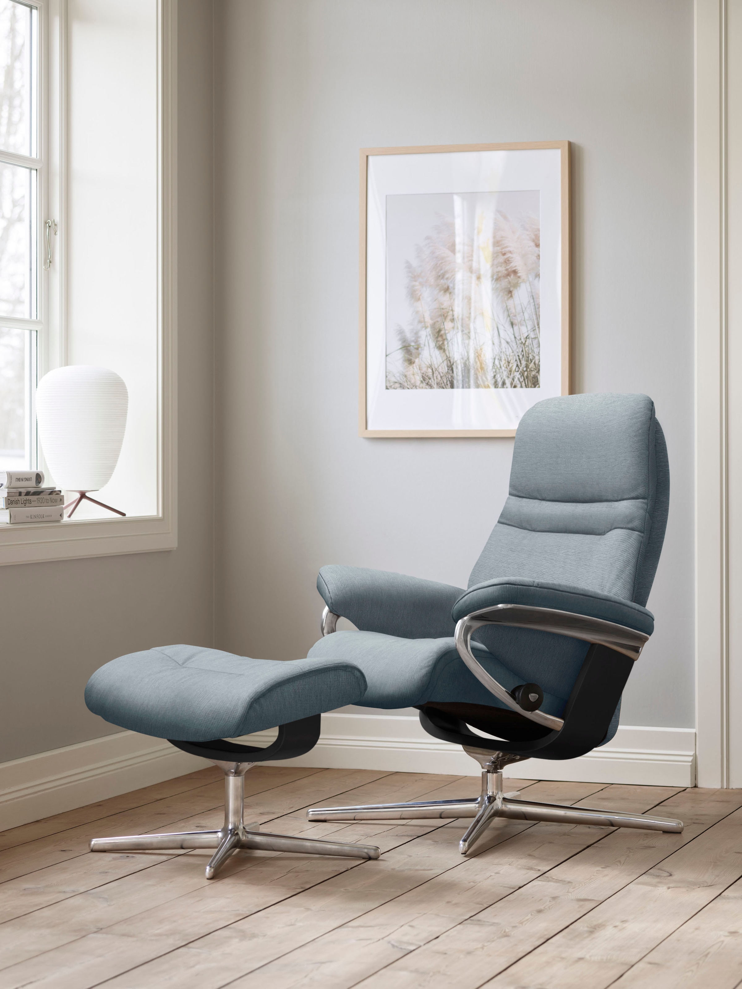 Stressless Fußhocker "Sunrise", mit Cross Base, Größe S, M & L, Holzakzent Schwarz