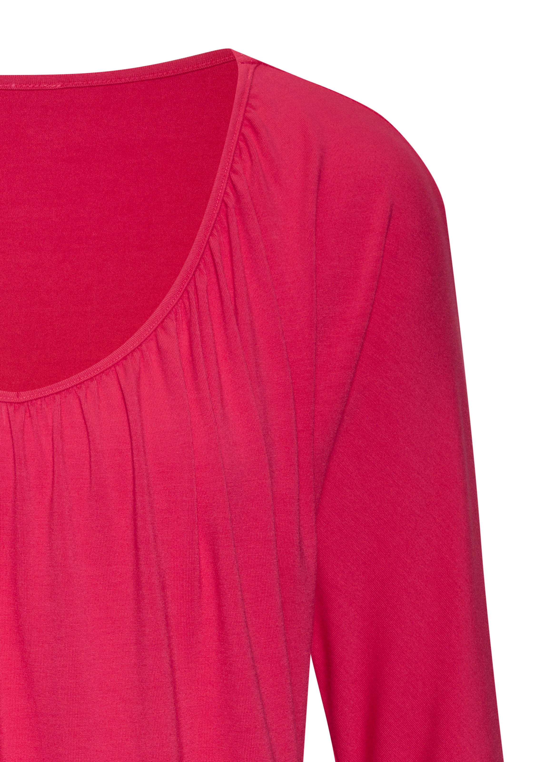 LASCANA 3/4-Arm-Shirt »mit zarter Raffung am Ausschnitt«, (2er-Pack), aus weichem Viskose-Stretch