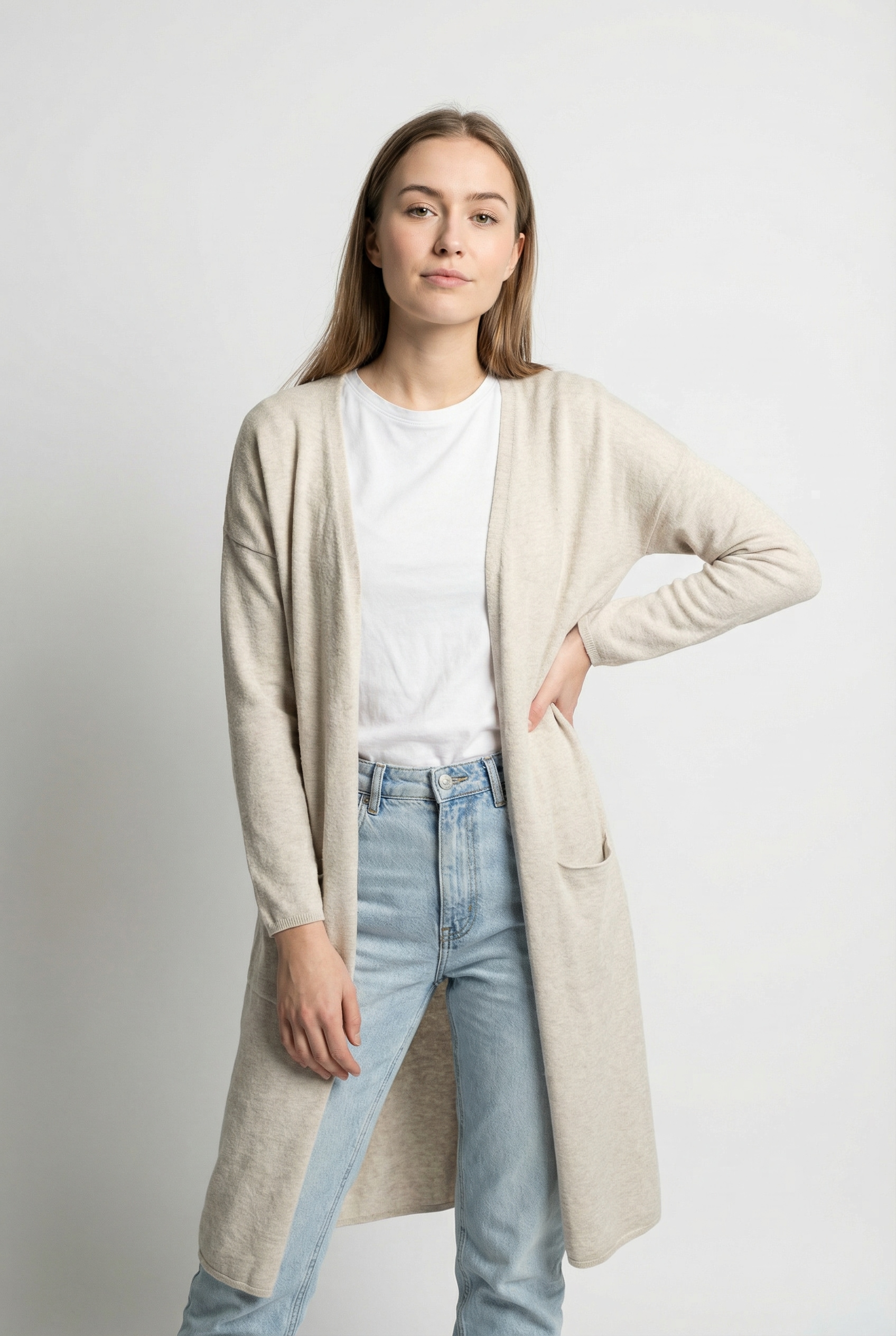 ONLY CARMAKOMA Strickjacke "CARNEW ESLY LS OPEN LONG CARDIGAN NP KNT" Viskosemischung