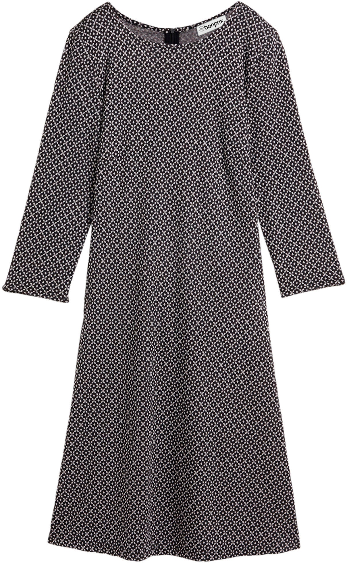 bonprix Midikleid aus Polyester, Viskose und Elasthan, ausgestellte Passform