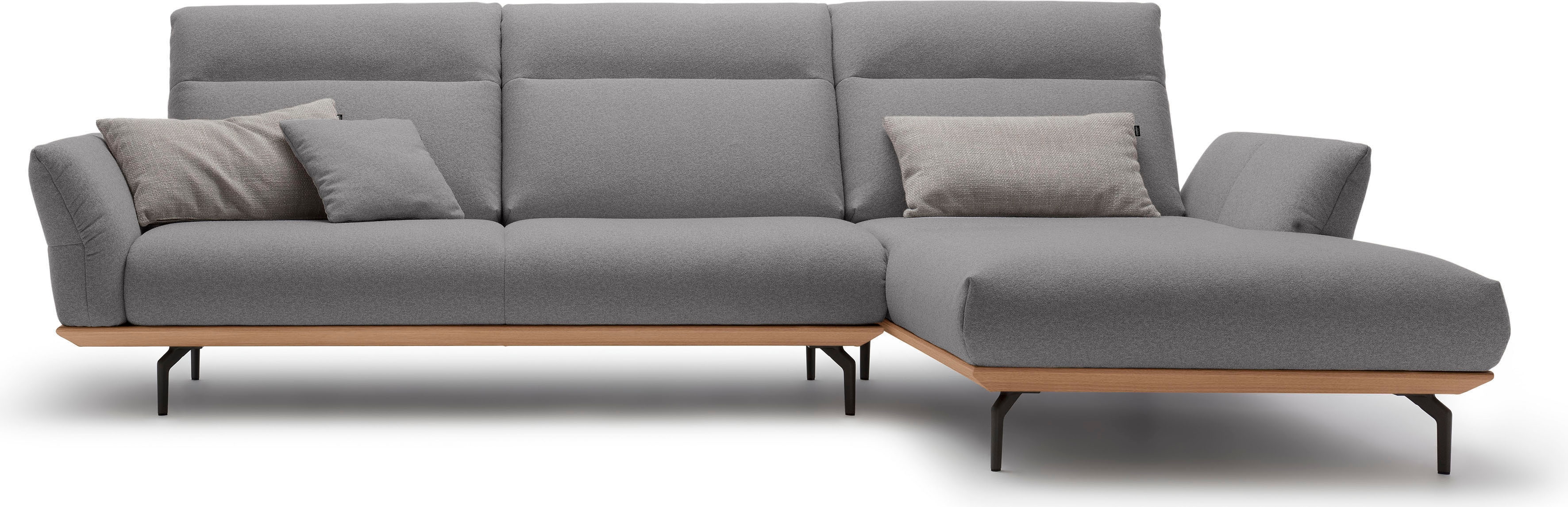 Creation BY ROLF BENZ Ecksofa "CR.460 Design-Sofa, verstellbare Rückenlehne, L-Form" Sockel in Eiche, Winkelfüße in Umbragrau, Breite 318 cm