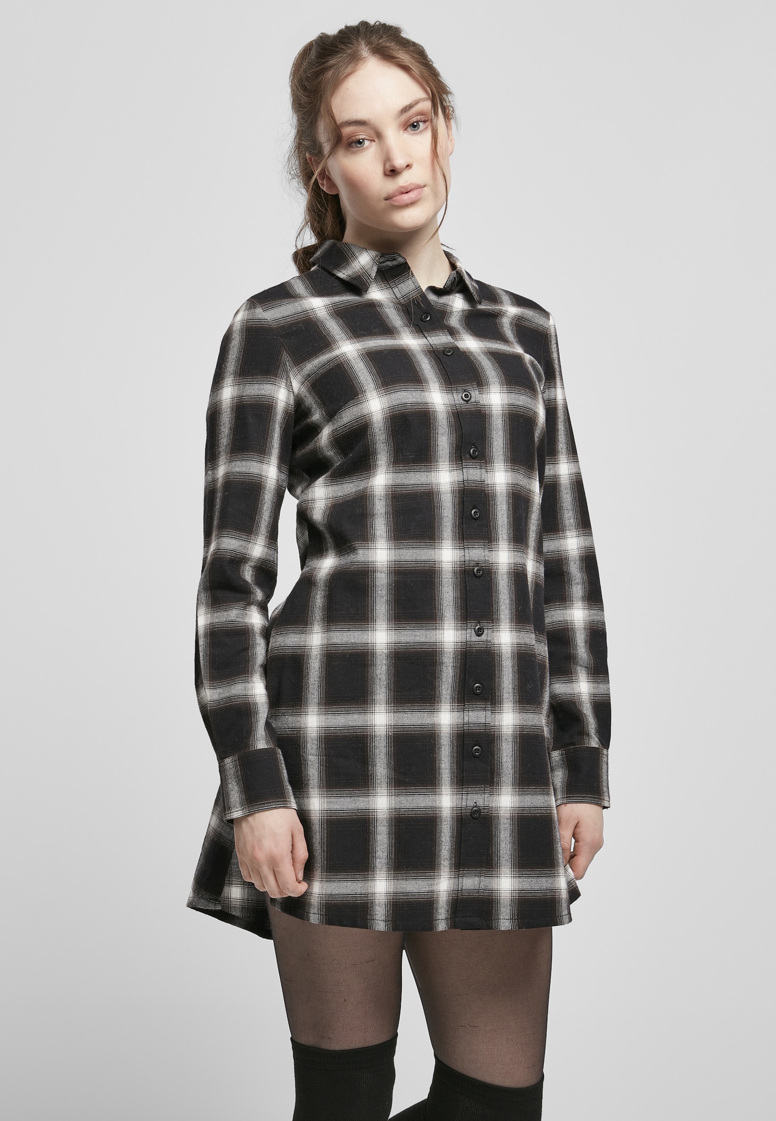 URBAN CLASSICS Shirtkleid »Urban Classics Damen Ladies Cotton Check Shirt Dress«, (1 tlg.)
