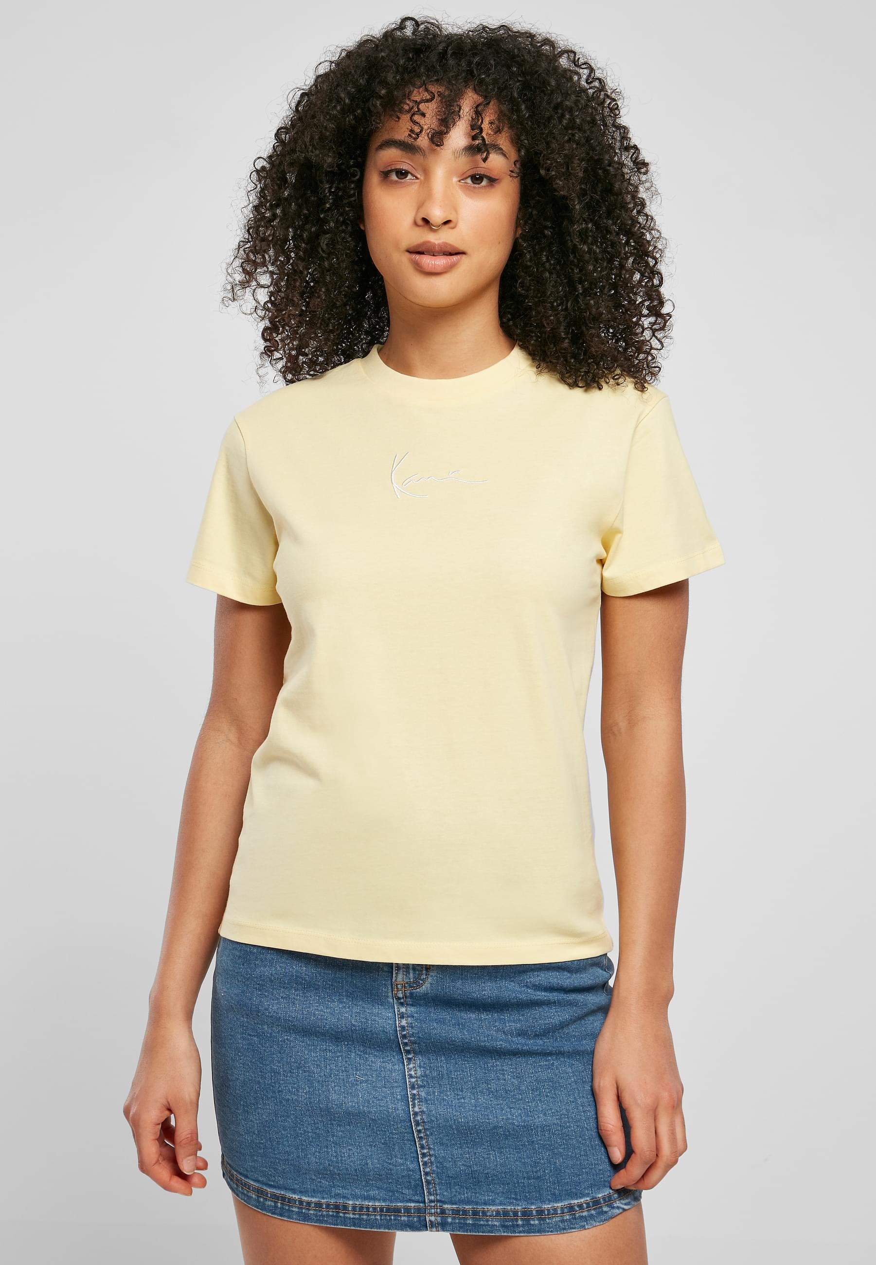 Karl Kani T-Shirt »Karl Kani Damen KW221-001-2 Small Signature Tee light yellow«, (1 tlg.)