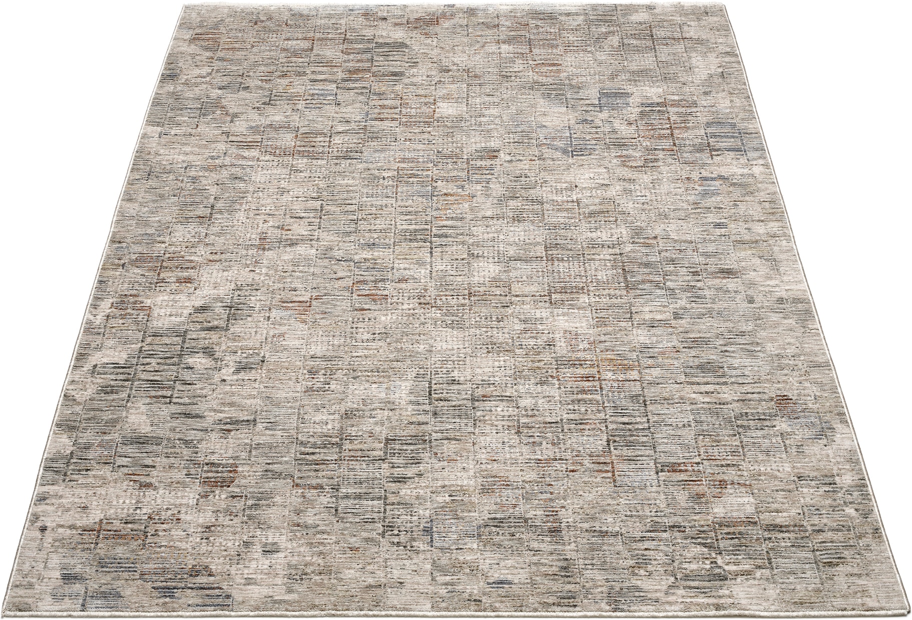 OCI DIE TEPPICHMARKE Teppich »OMEN GRID« rechteckig 6 mm Höhe Designer Kurzflor Teppich, leichter Glanz, mit Fransen,  Wohnzimmer