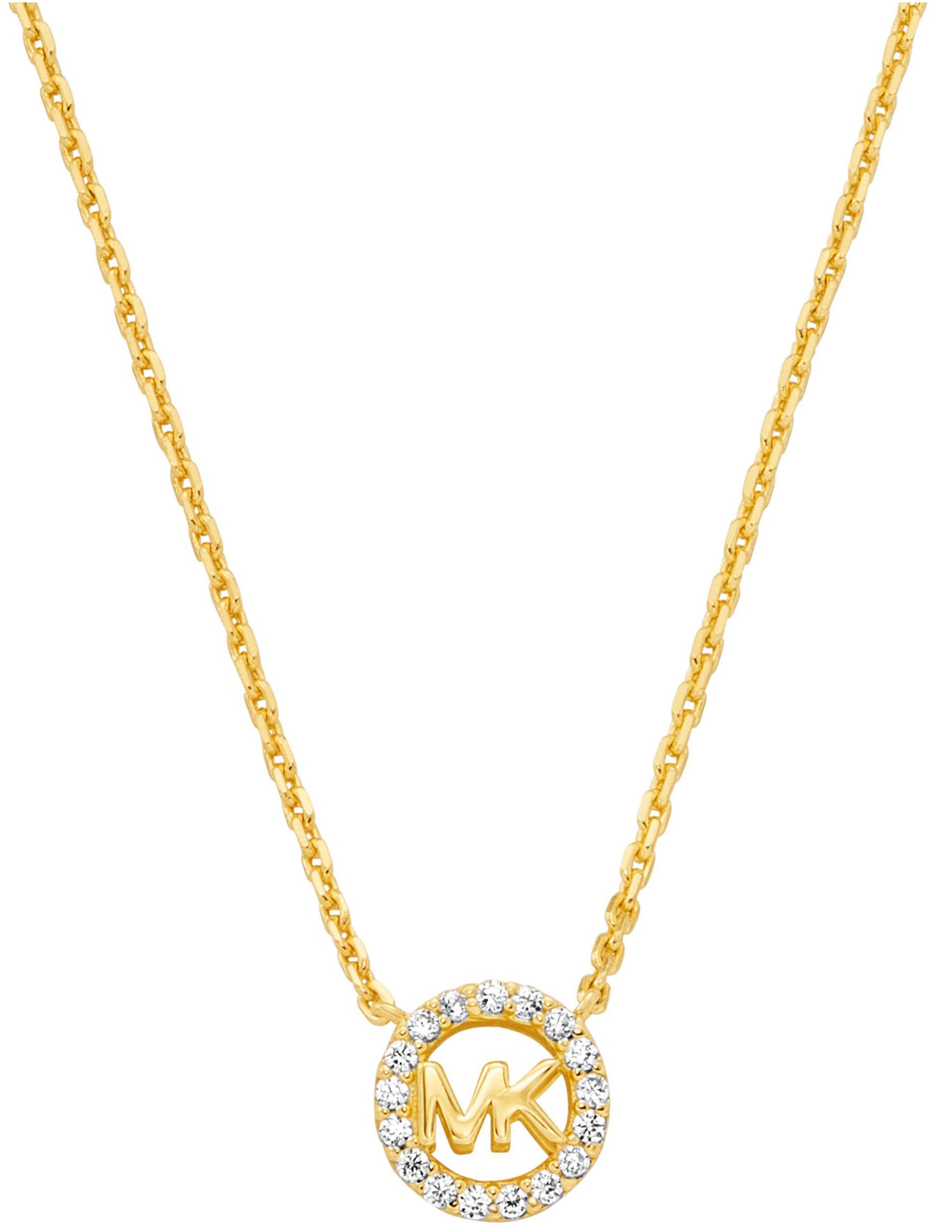 Kette mit Anhänger MICHAEL KORS "Schmuck Geschenk Silber 925 Halsschmuck PREMIUM", gold (gelbgoldfarben, kristallweiß), Halsketten, Damen, Silber 925 (Sterlingsilber), L: 43, glitzernd, mit Zirkonia (synth.) 2