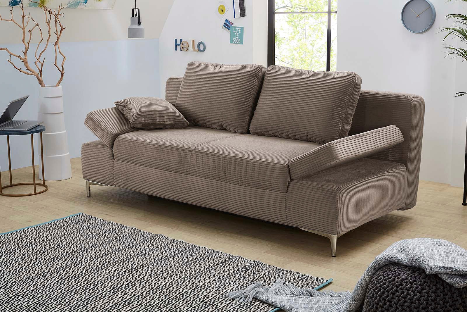 Jockenhöfer Gruppe Schlafsofa "Jano, B: 202 cm, Liegefl. 144x200 cm" mit Schlaffunktion, Bettkasten, Armteilverstellung & 1 Zierkissen