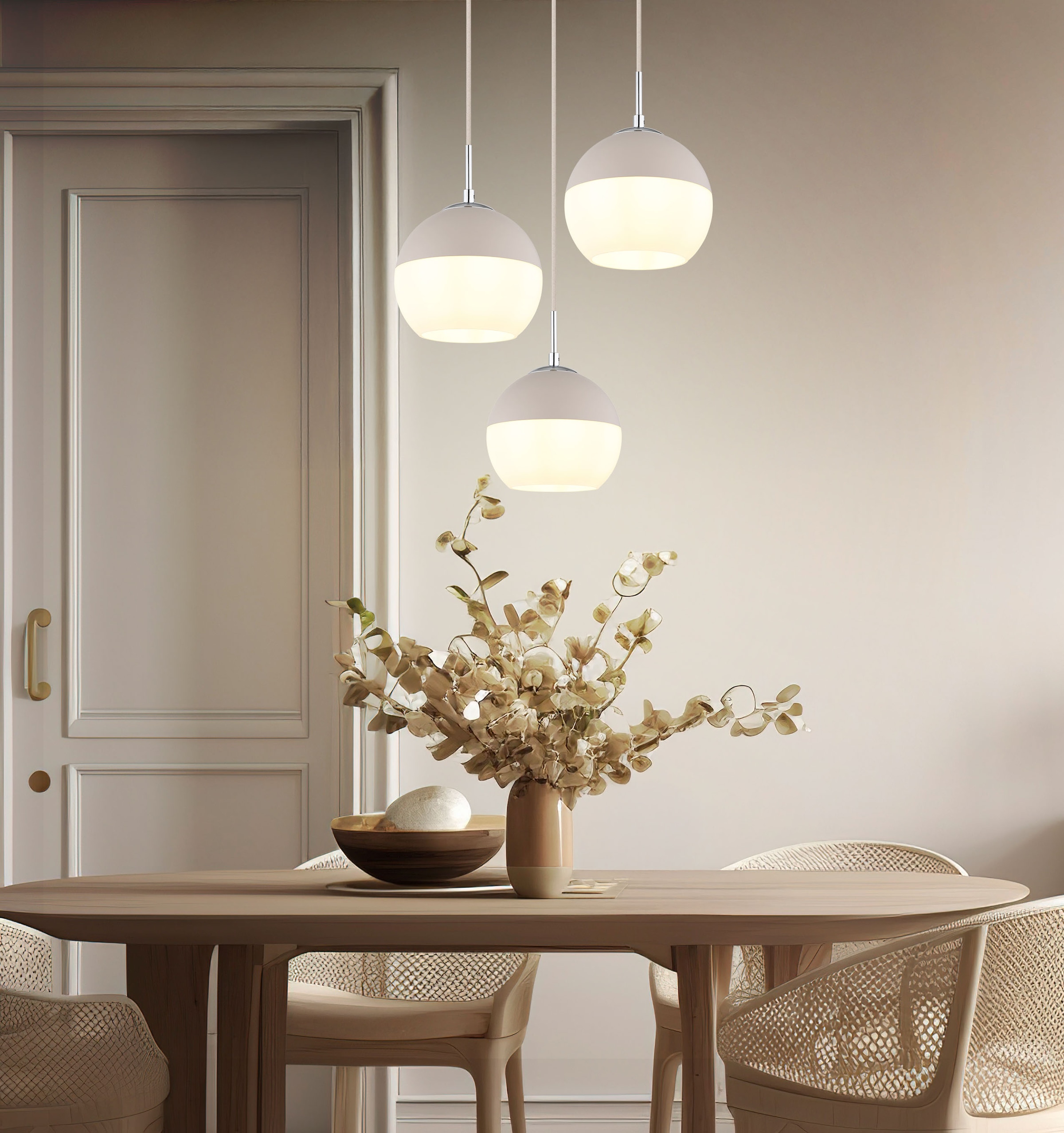 GLOBO LIGHTING Hängeleuchte »RAGUSA« E27 1 Stk. sandfarbene Pendelleuchte, Mix-Glaskugeln, E27, höhenkürzbar